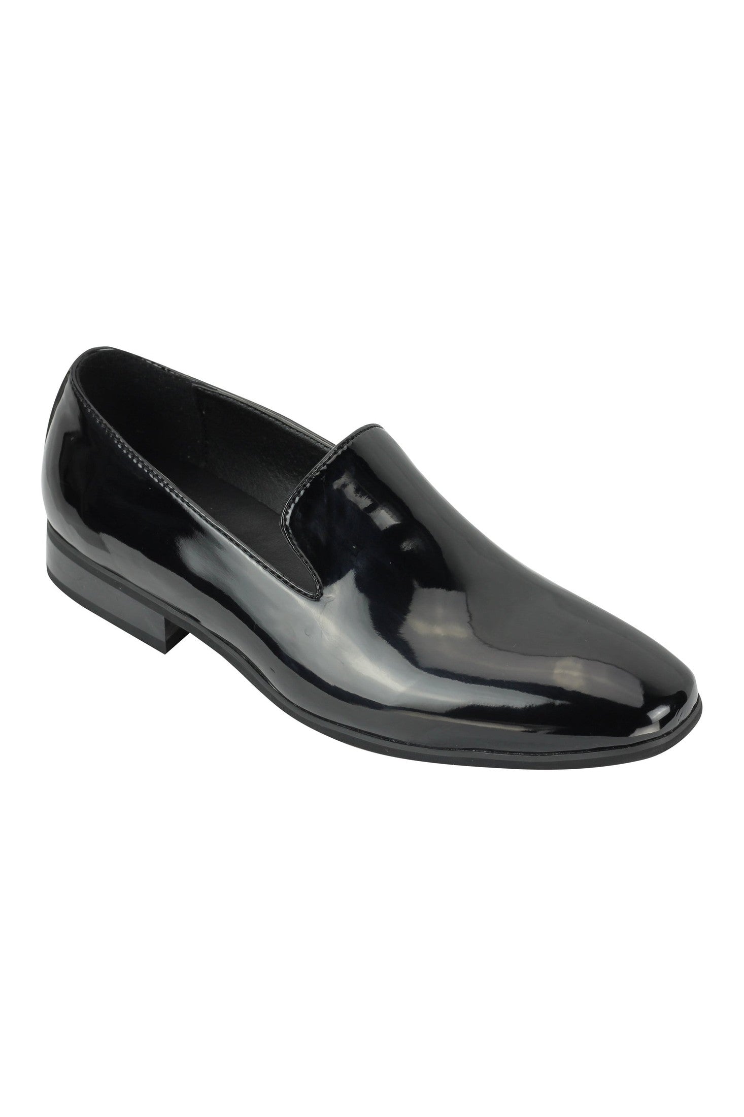 FAUX PATENT LEATHER SHINY SLIP ON SHOES