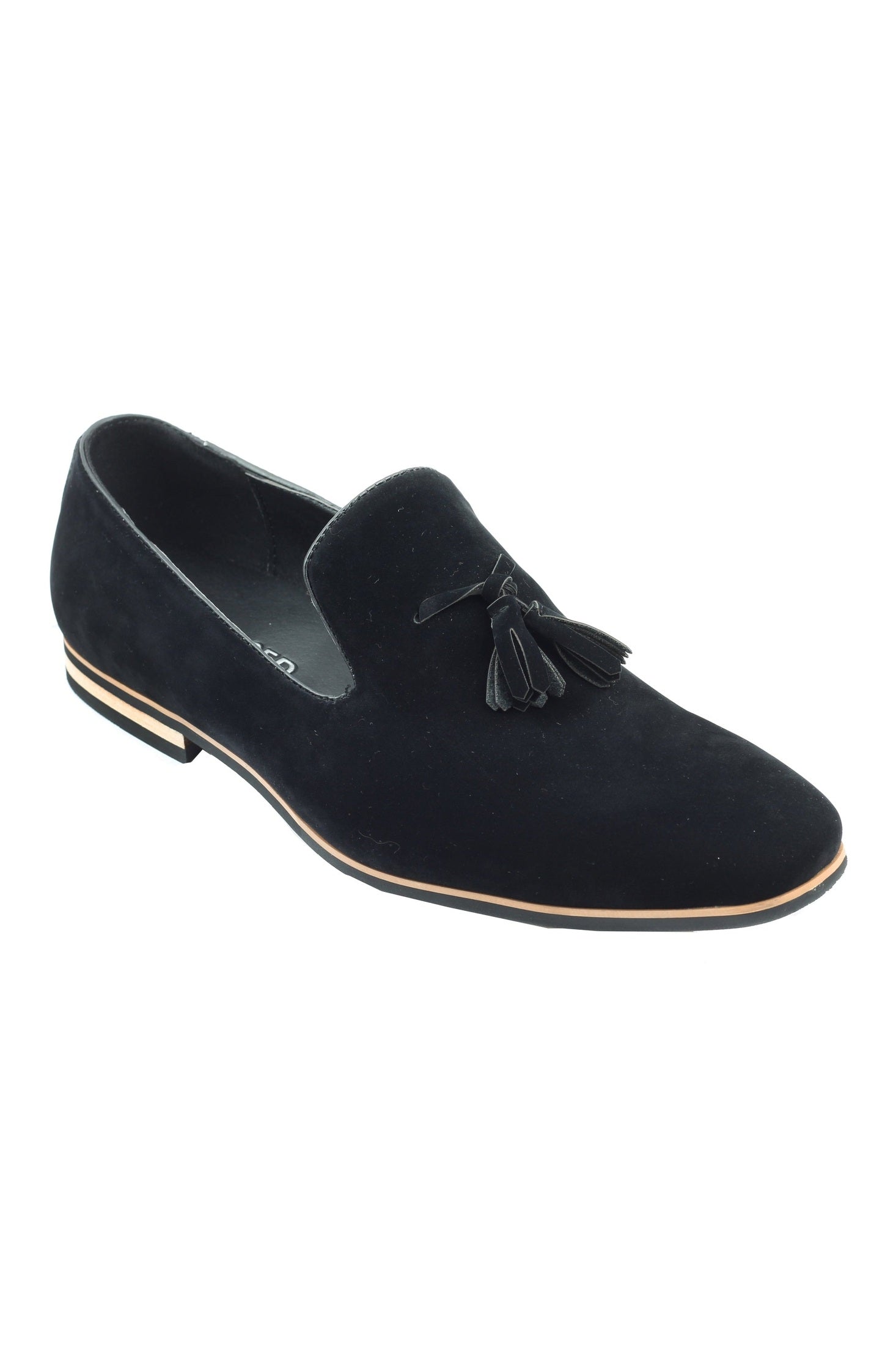 FAUX LEATHER TASSEL DESIGN BLACK LOAFERS
