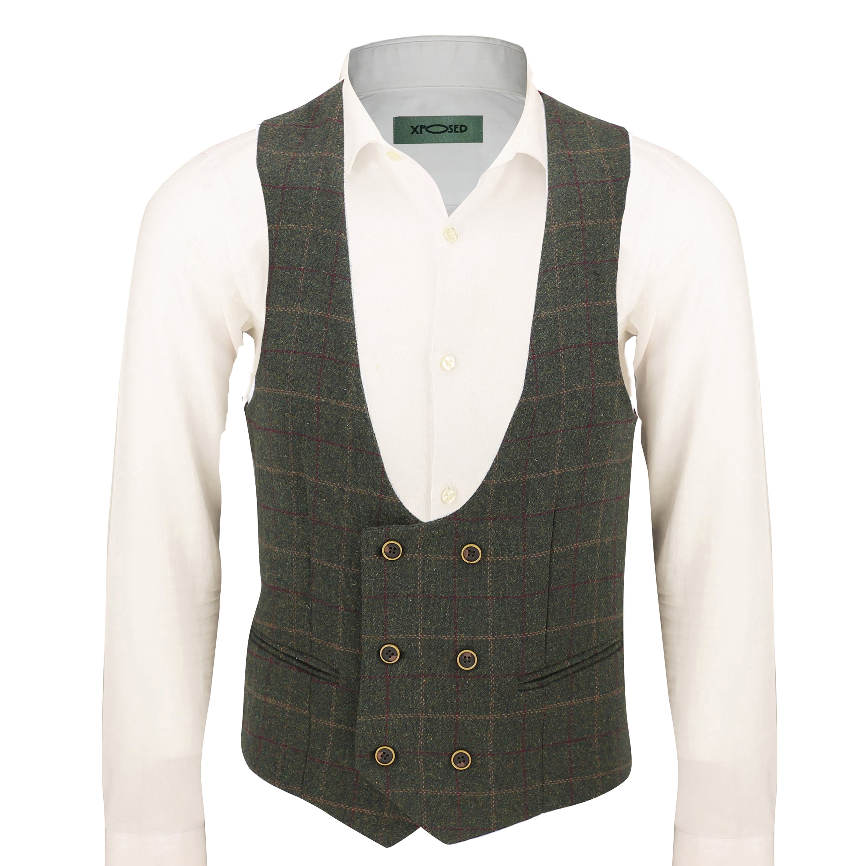 Green Tweed Double Breasted Waistcoat