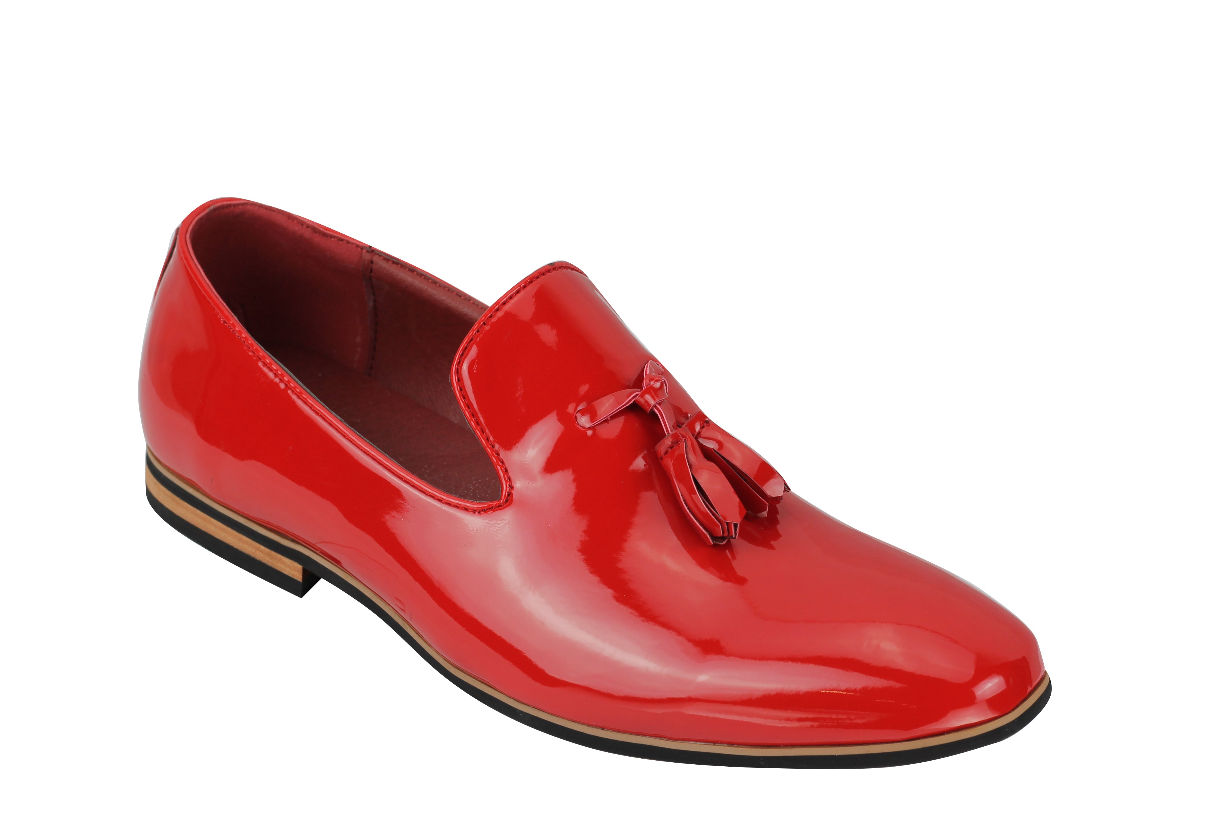 Shiny Patent Leather Slip On Shoes In Red