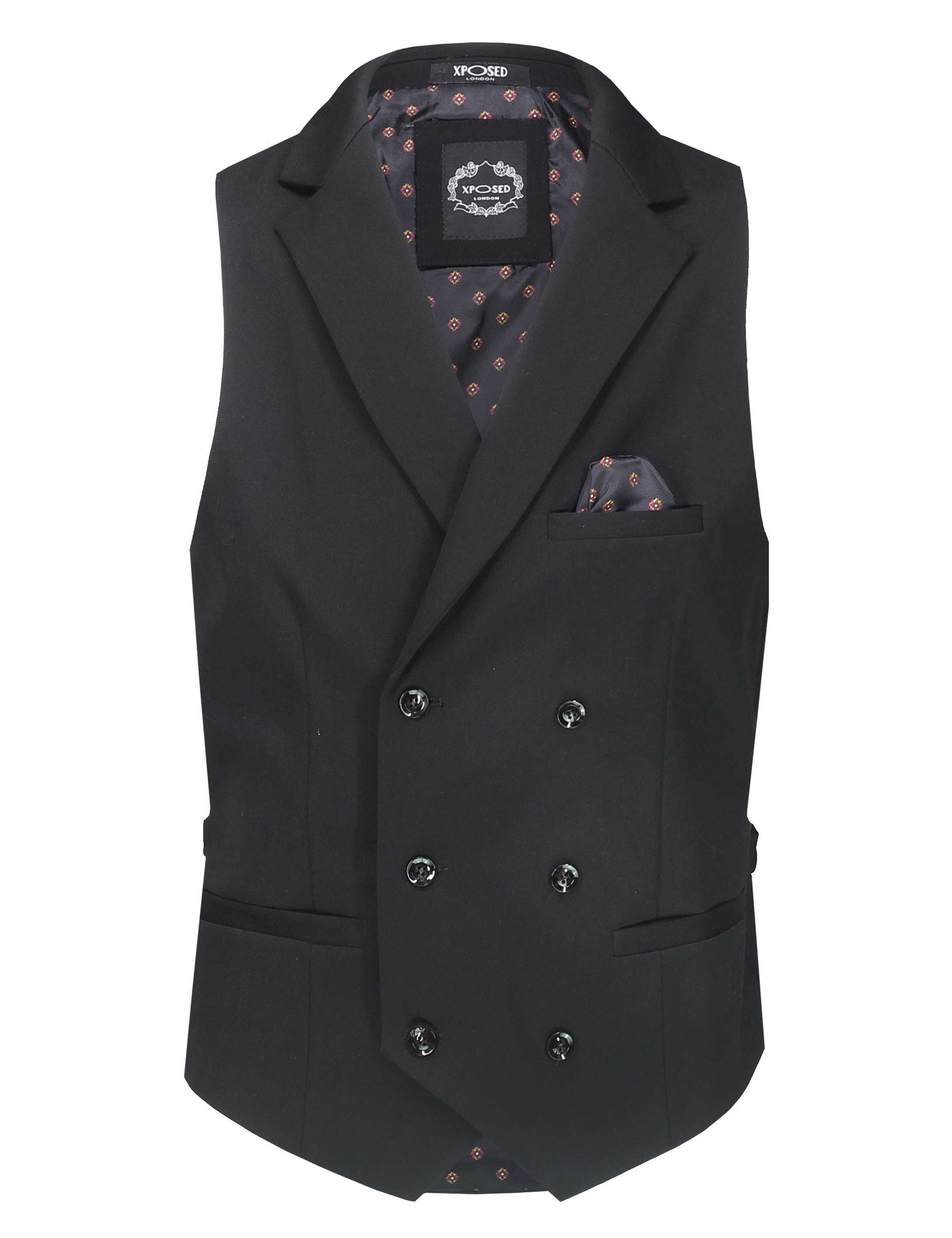 MAX – DOUBLE BREASTED BLACK WAISTCOAT