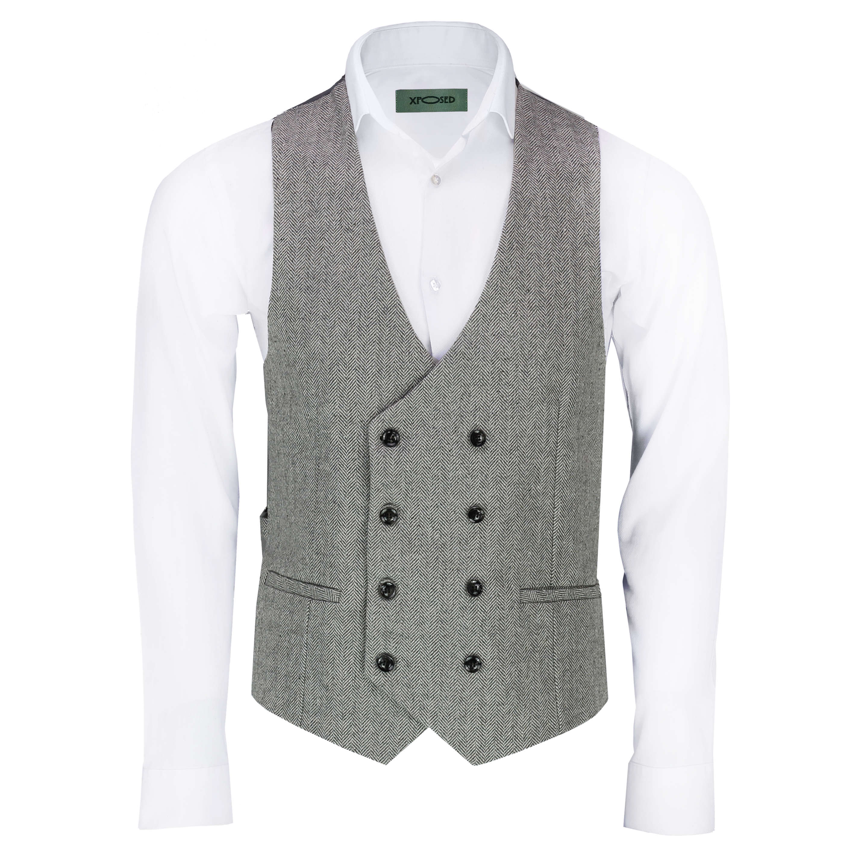 GREY TWEED DOUBLE BREASTED WAISTCOAT