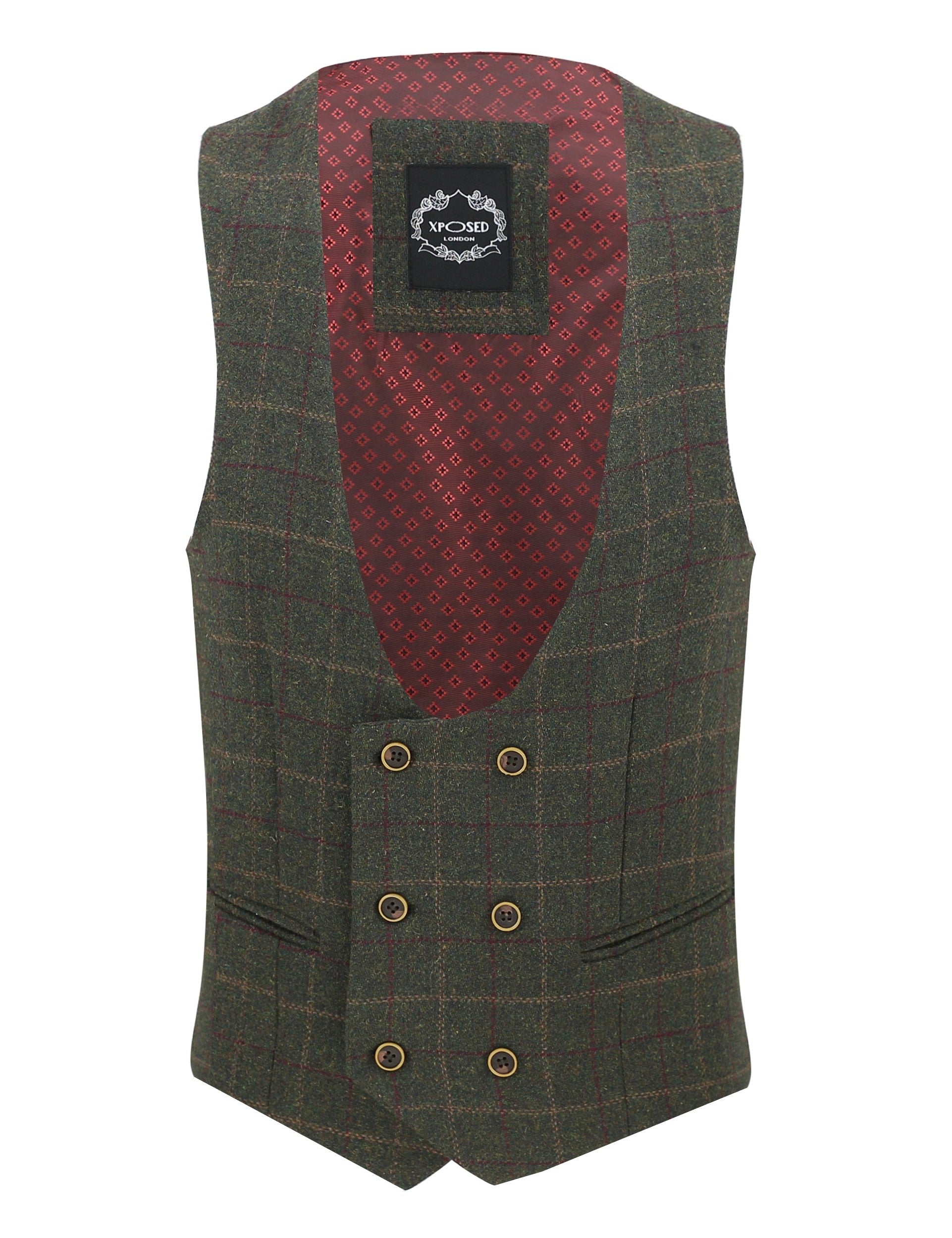 VITORI - Green tweed Double Breasted Waistcoat