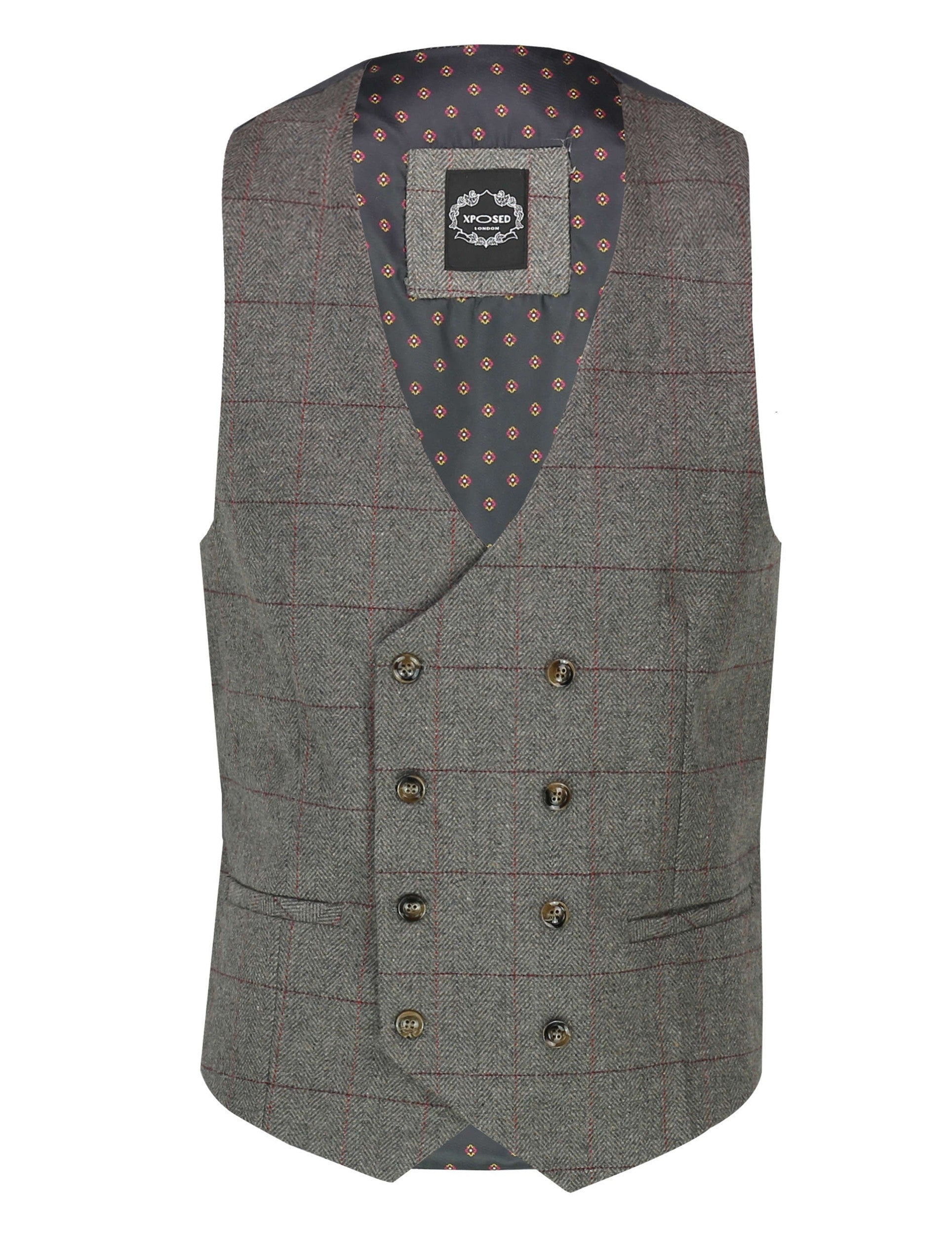 Kano - Grey Tweed Double Breasted Waistcoat