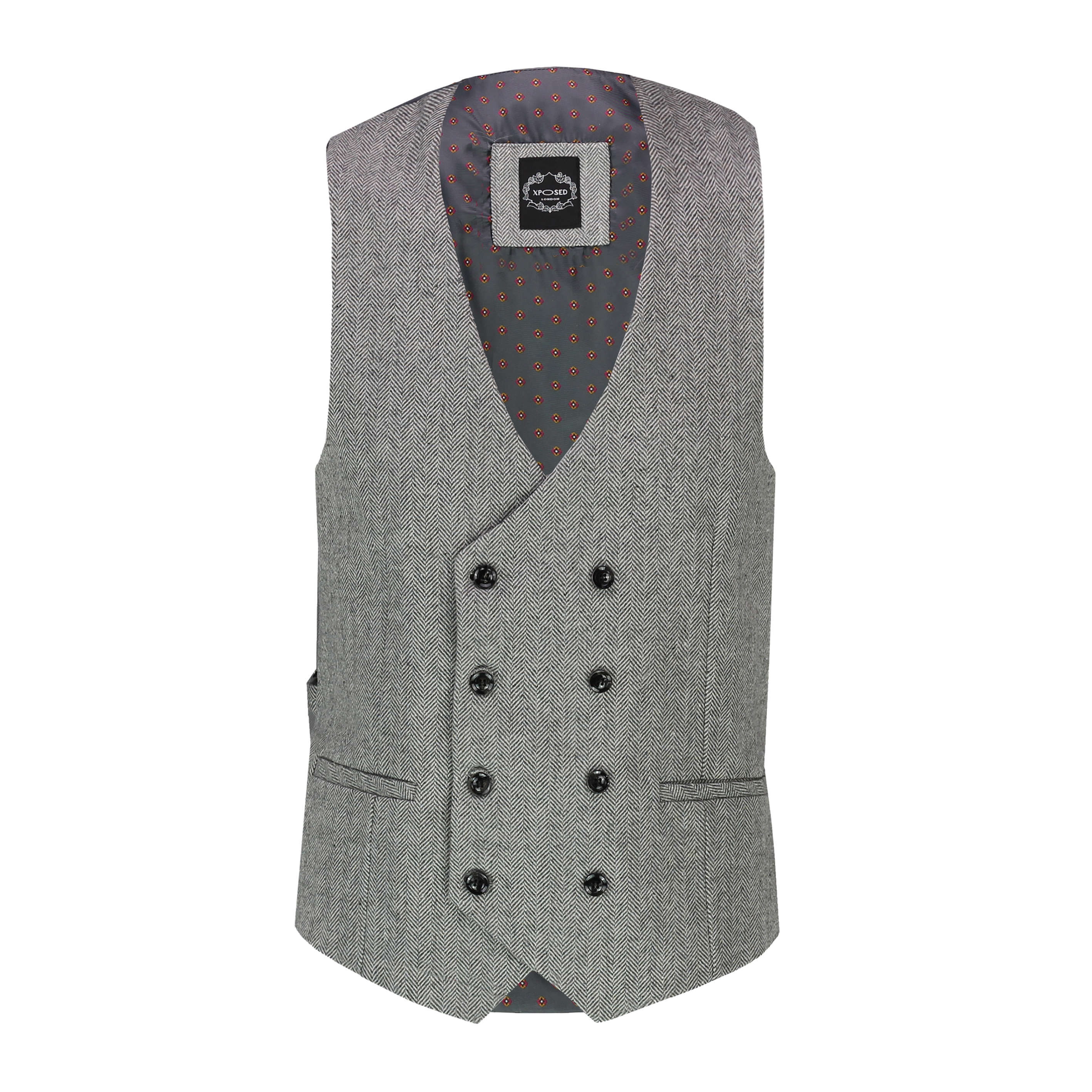 GREY TWEED DOUBLE BREASTED WAISTCOAT