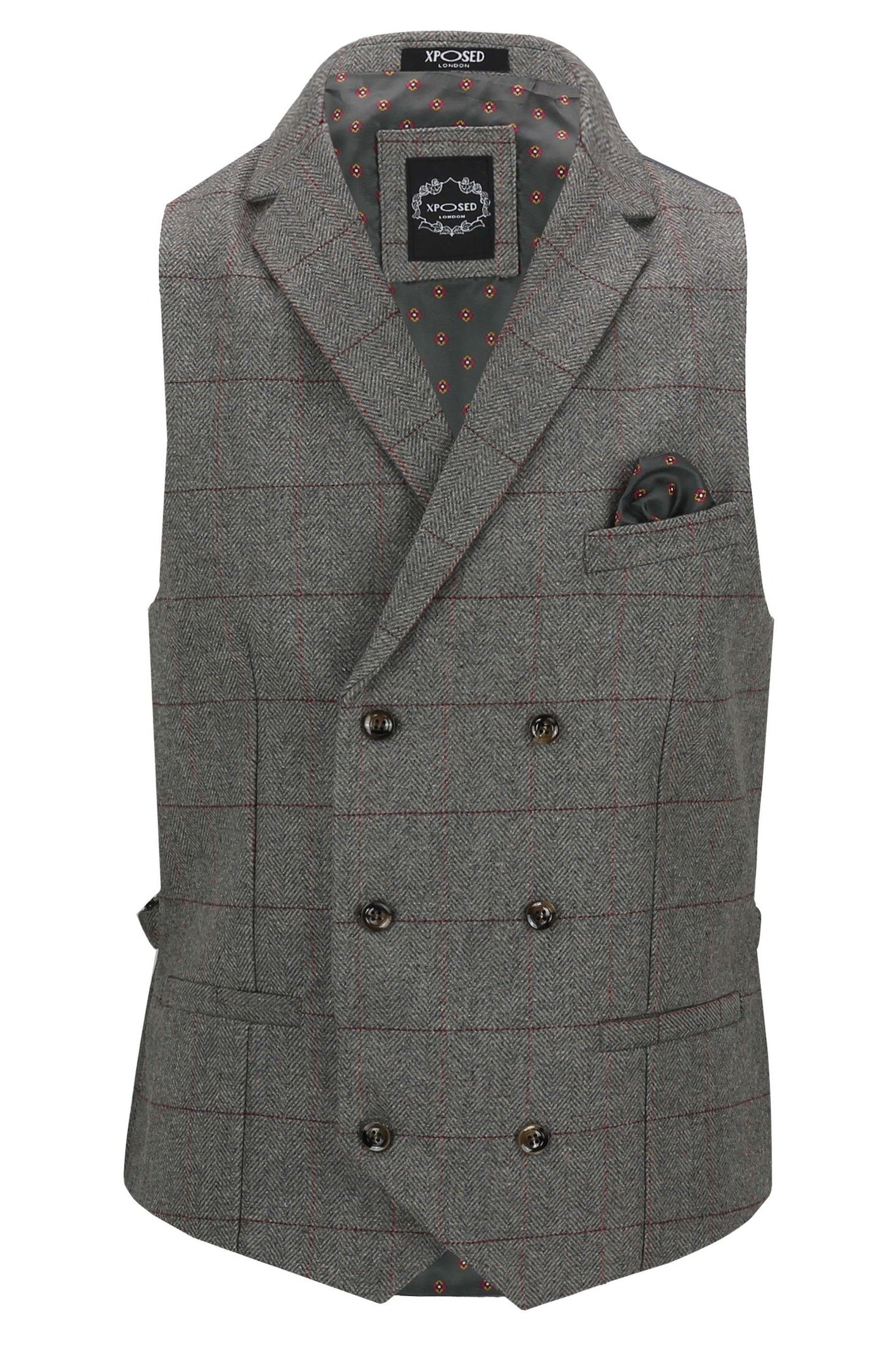 KANO – HERRINGBONE DOUBLE BREASTED GREY WAISTCOAT