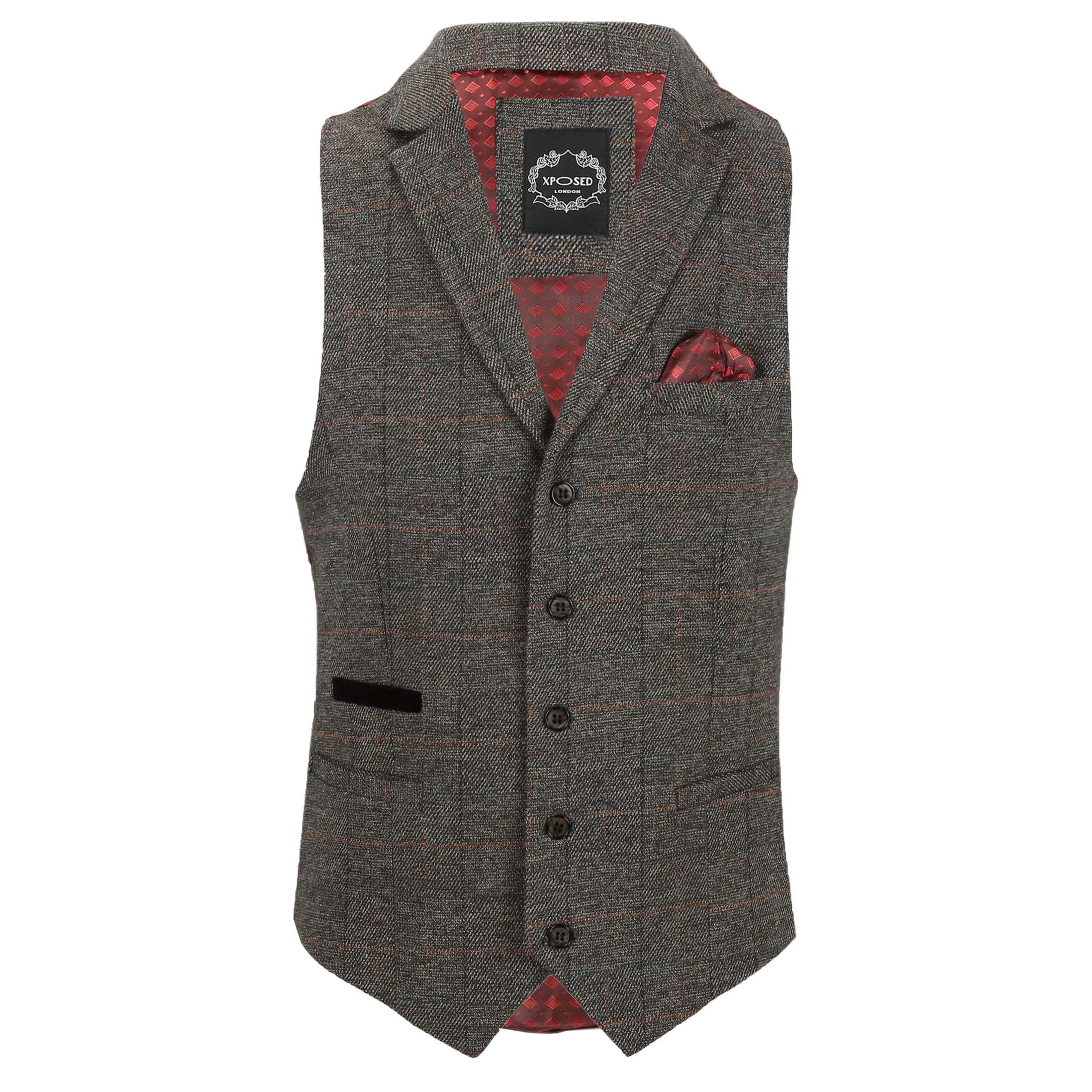 Brown Tweed Check Collar Waistcoat