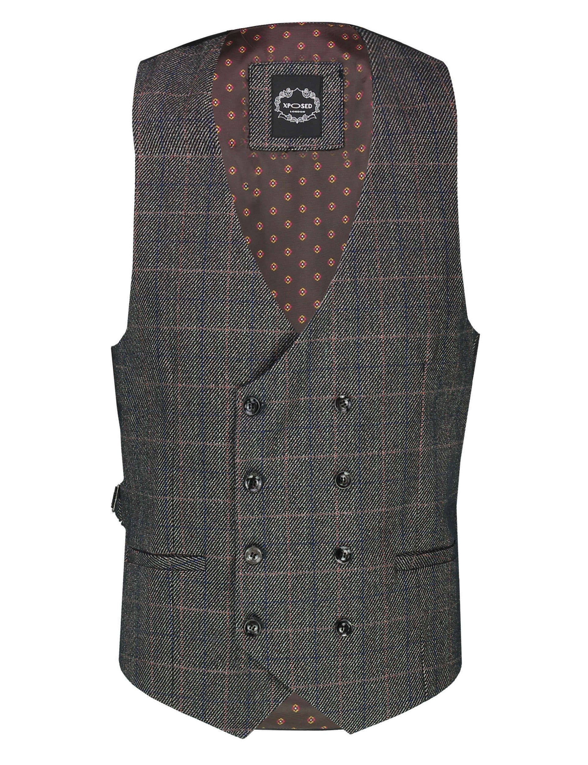 CARER – DOUBLE BREASTED TWEED BROWN WAISTCOAT