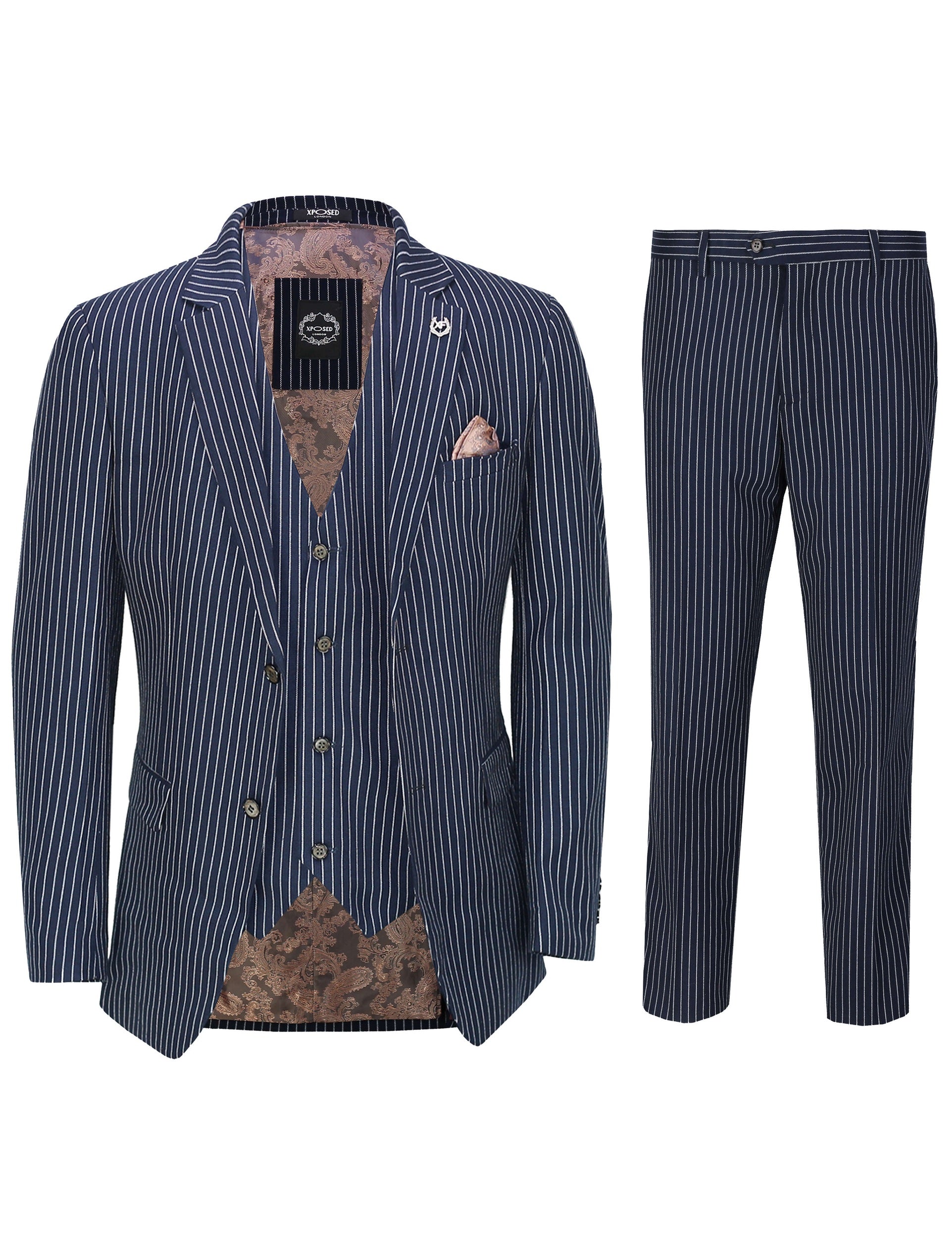 NAVY PIN STRIPE SUIT