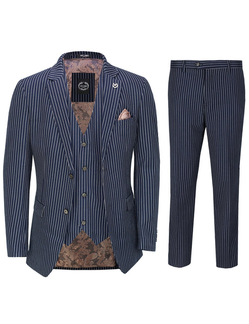 COSTUME BLEU MARINE À RAYURES