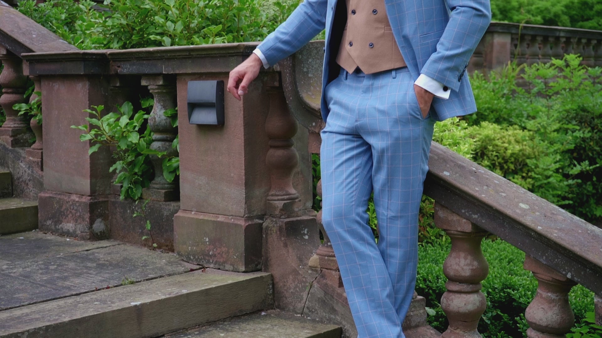 GABIN - Sky Blue Windowpane Check Suit