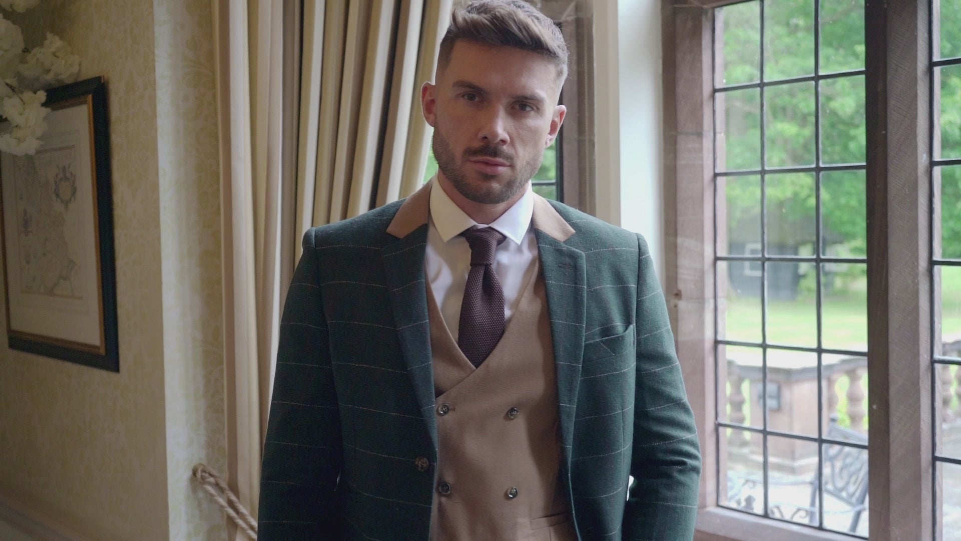 EVAN - TWEED CHECK SUIT IN GREEN