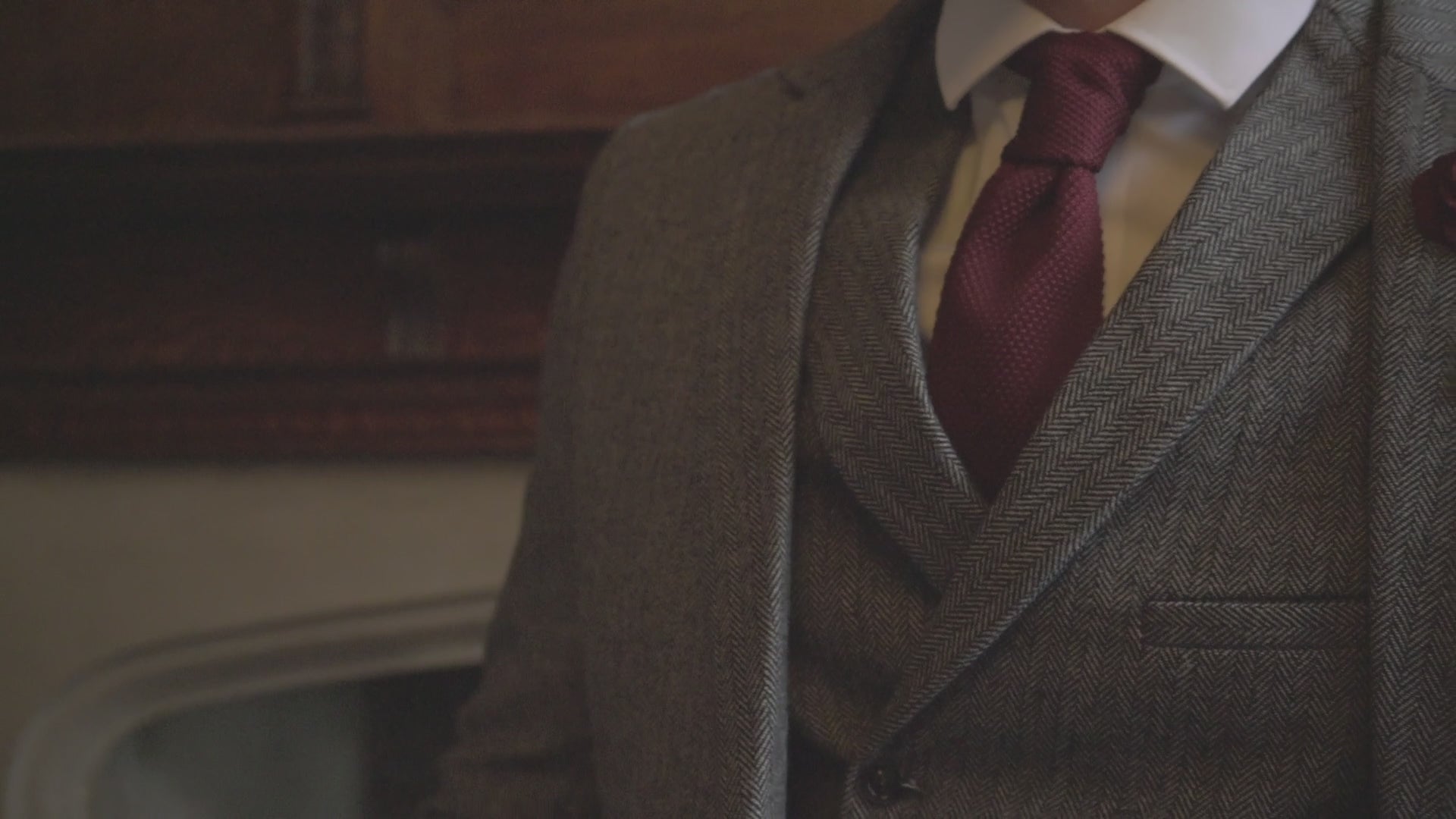 JAX - COSTUME TWEED GRIS CHEVRONS