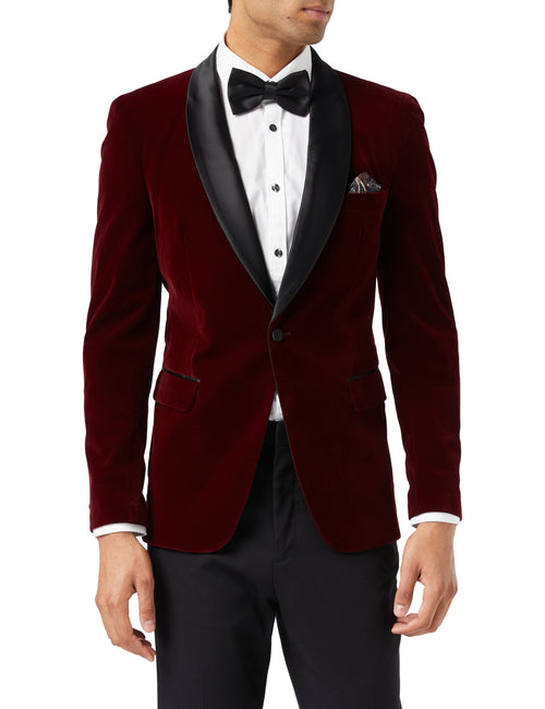 TUXEDO SAM – Burgunderrote Jacke aus weichem Samt