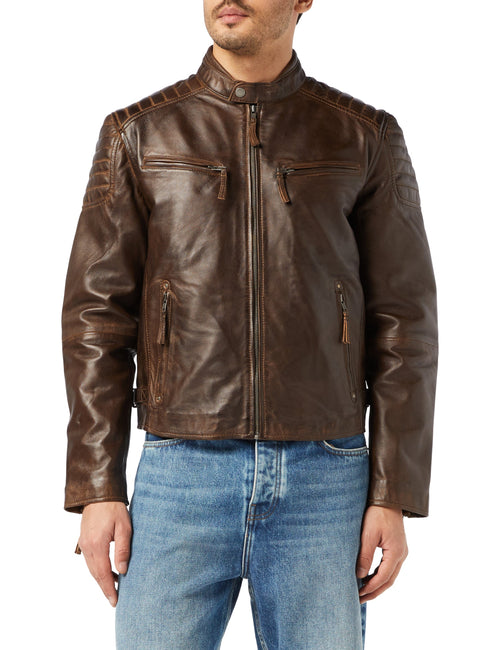 Antike gewaschene braune Bikerjacke