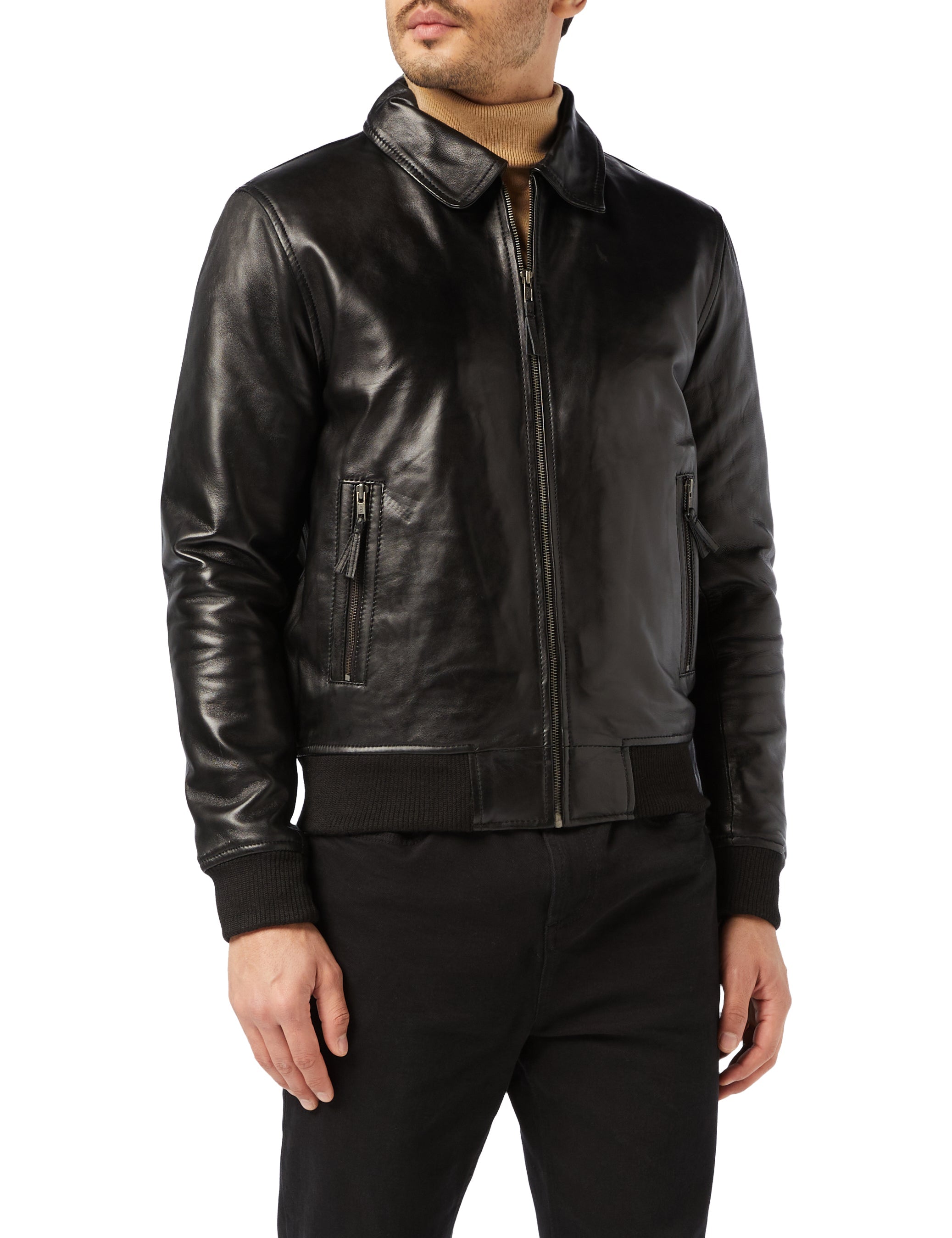 BOMBER BIKER JACKET WITH COLLAR
