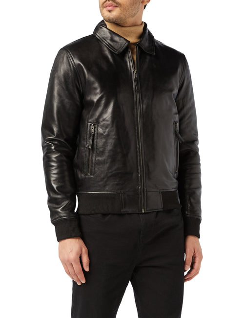 VESTE BOMBER BIKER AVEC COL