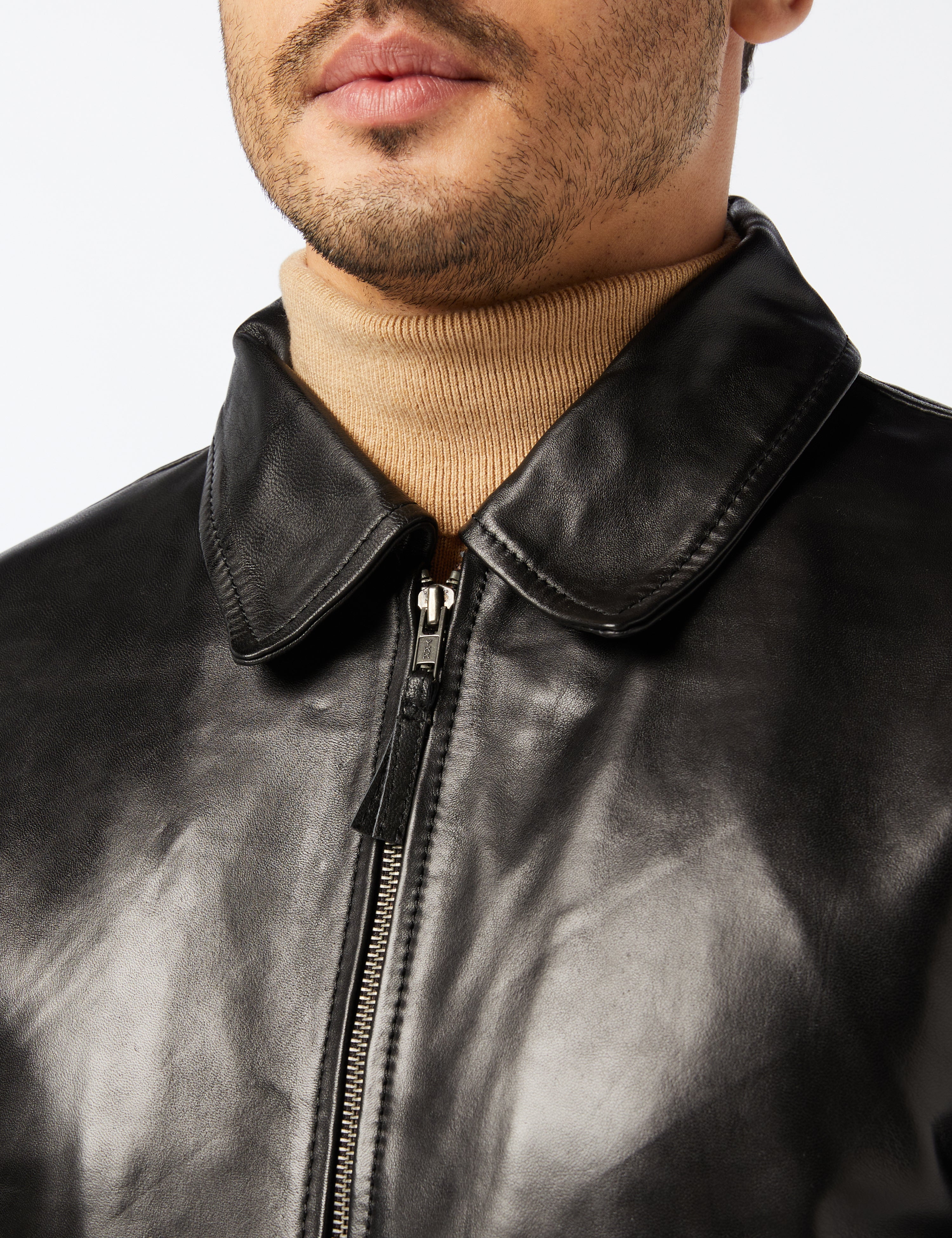 BOMBER BIKER JACKET WITH COLLAR