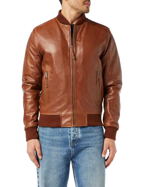 VESTE DE MOTARD BOMBER TAN POUR HOMME