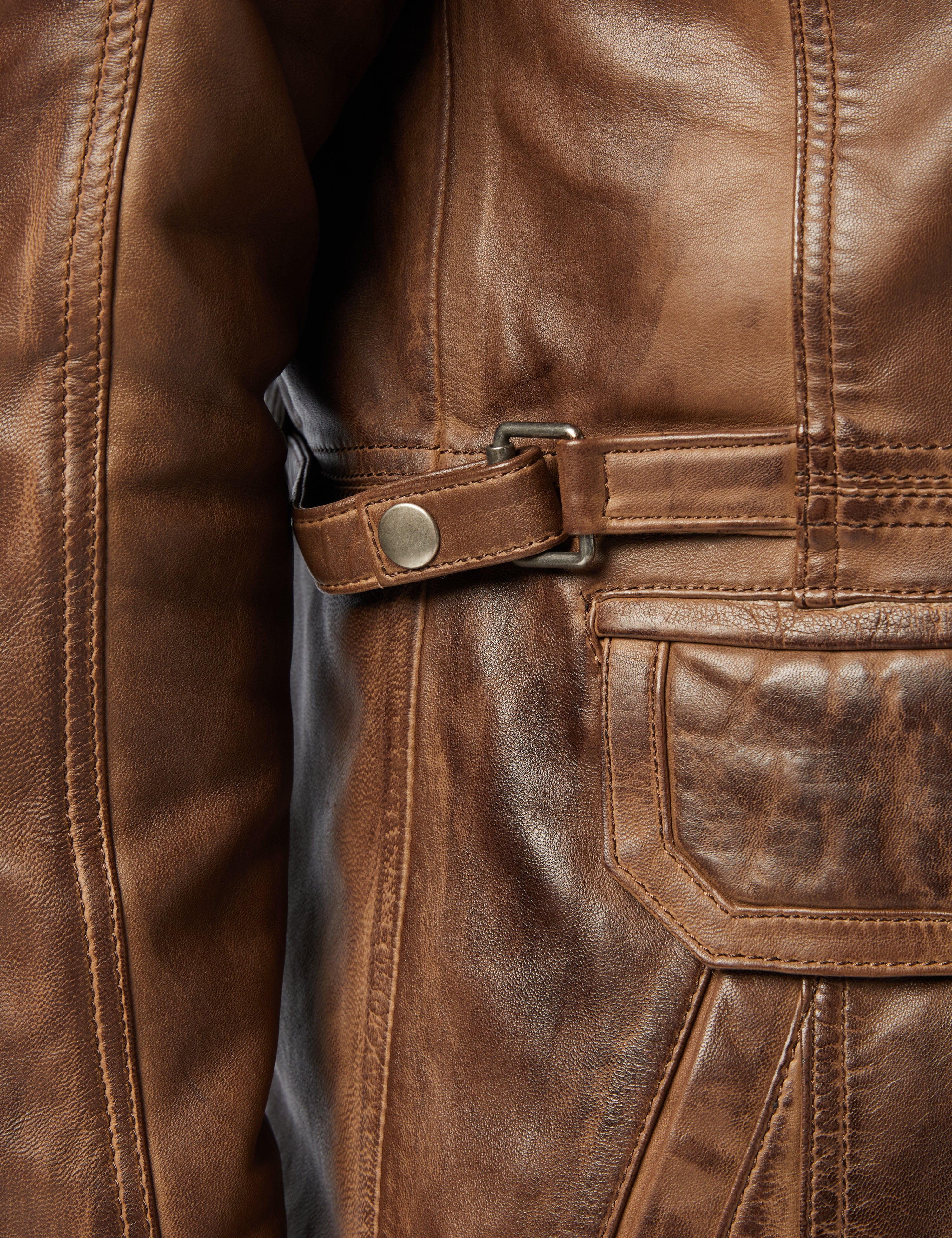 MILITARY STYLE BROWN LEATHER JACKET