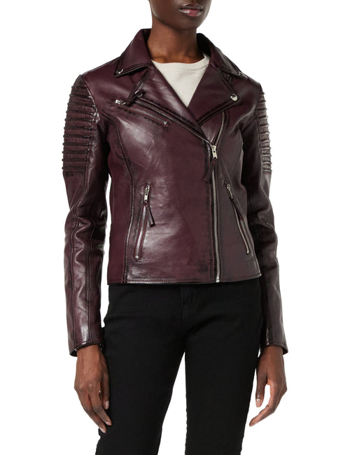 Ladies Retro Biker Burgundy