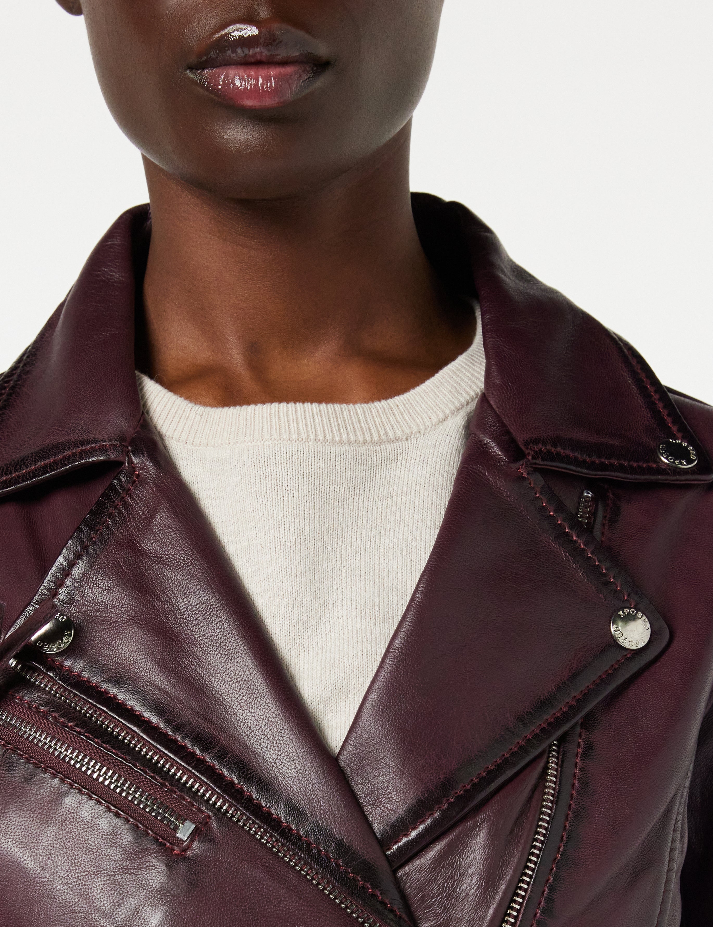 Ladies Retro Biker Burgundy