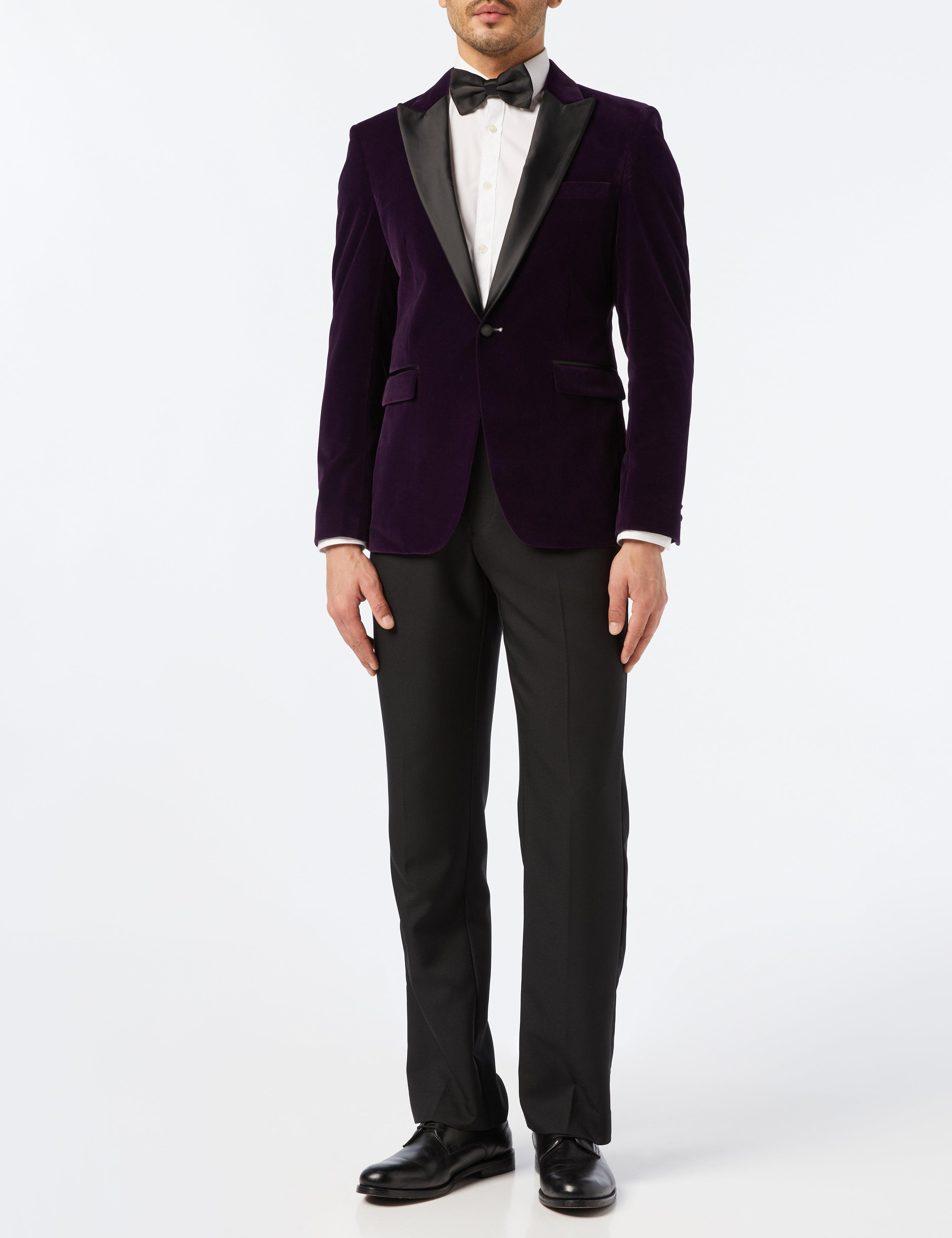 DINNER RICKY - Purple Soft Velvet Tuxedo Jacket