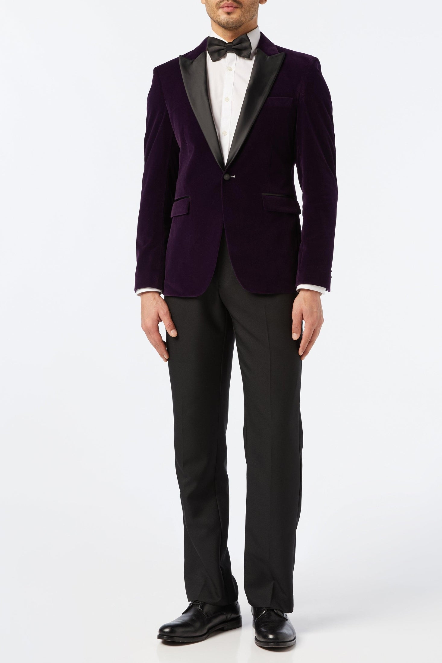 DINNER RICKY - Purple Soft Velvet Tuxedo Jacket