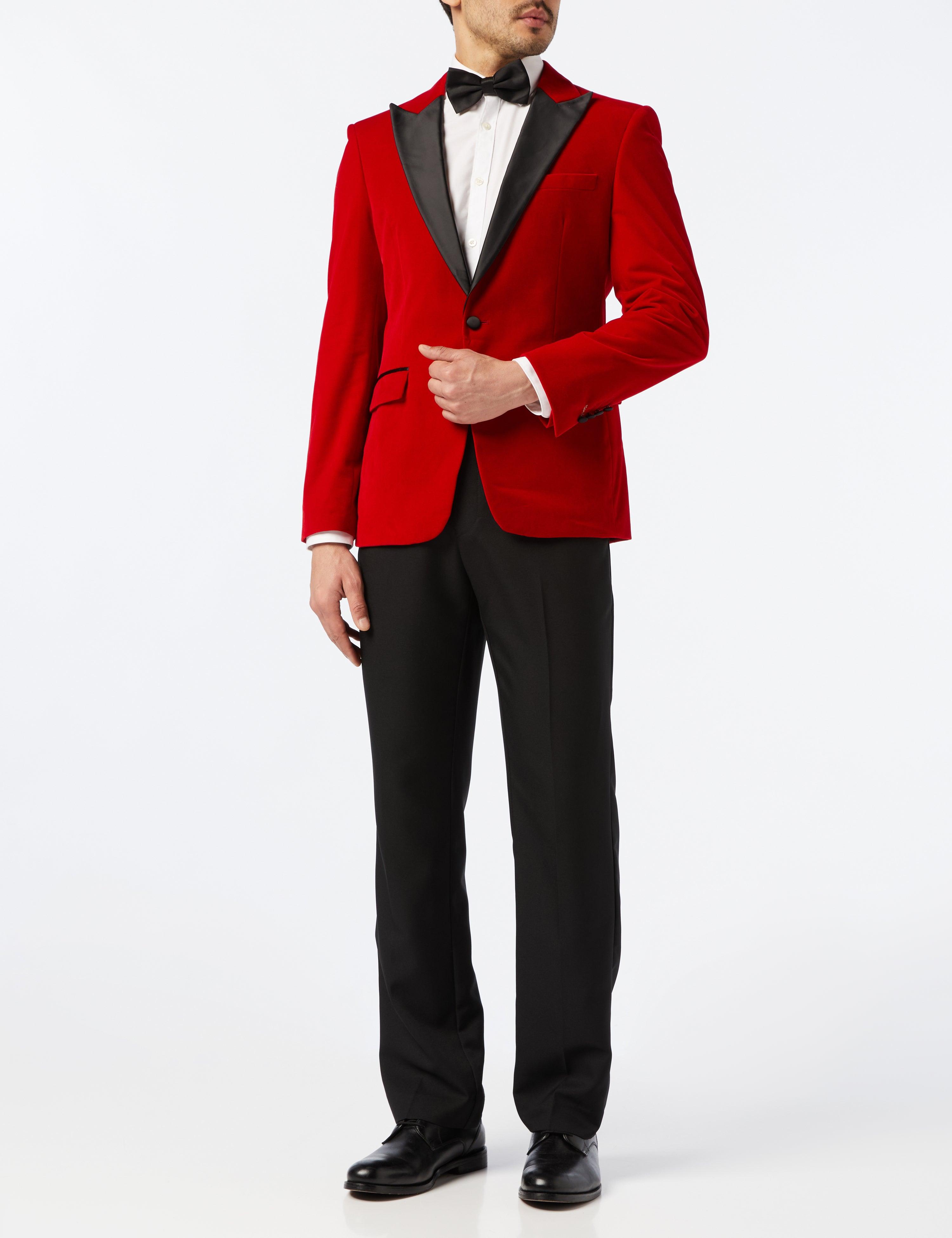 Red Soft Velvet Tuxedo Jacket