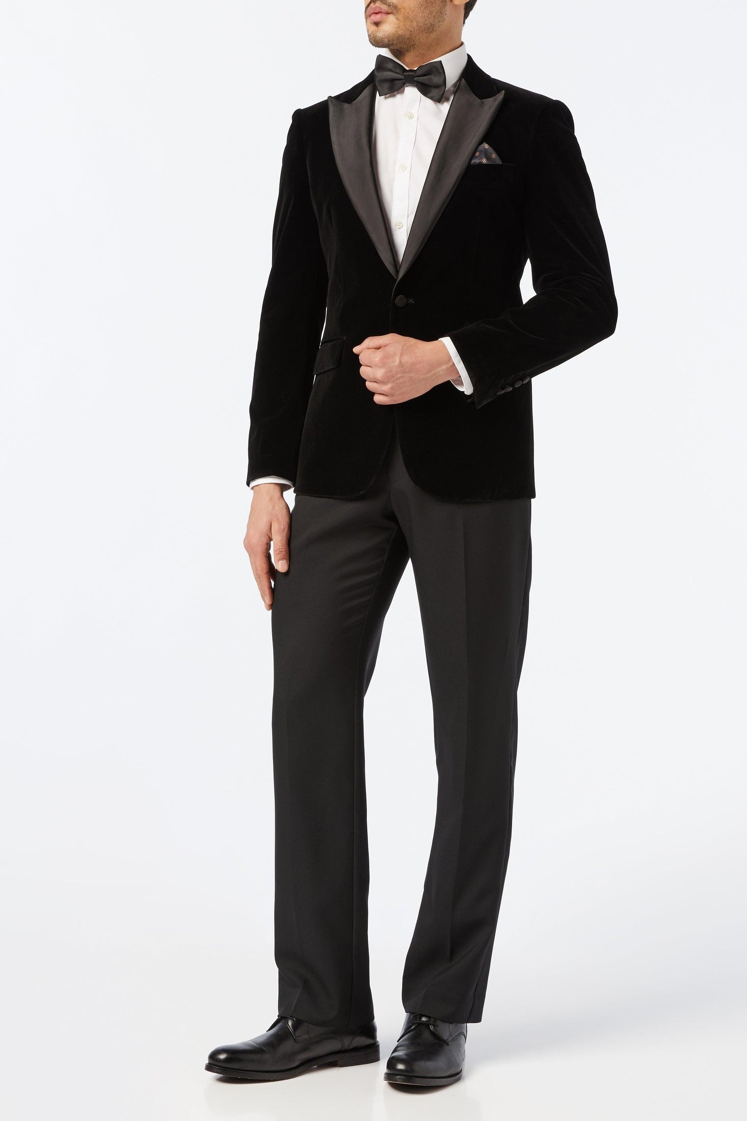 DINNER TIM - Black Soft Velvet Tuxedo Jacket