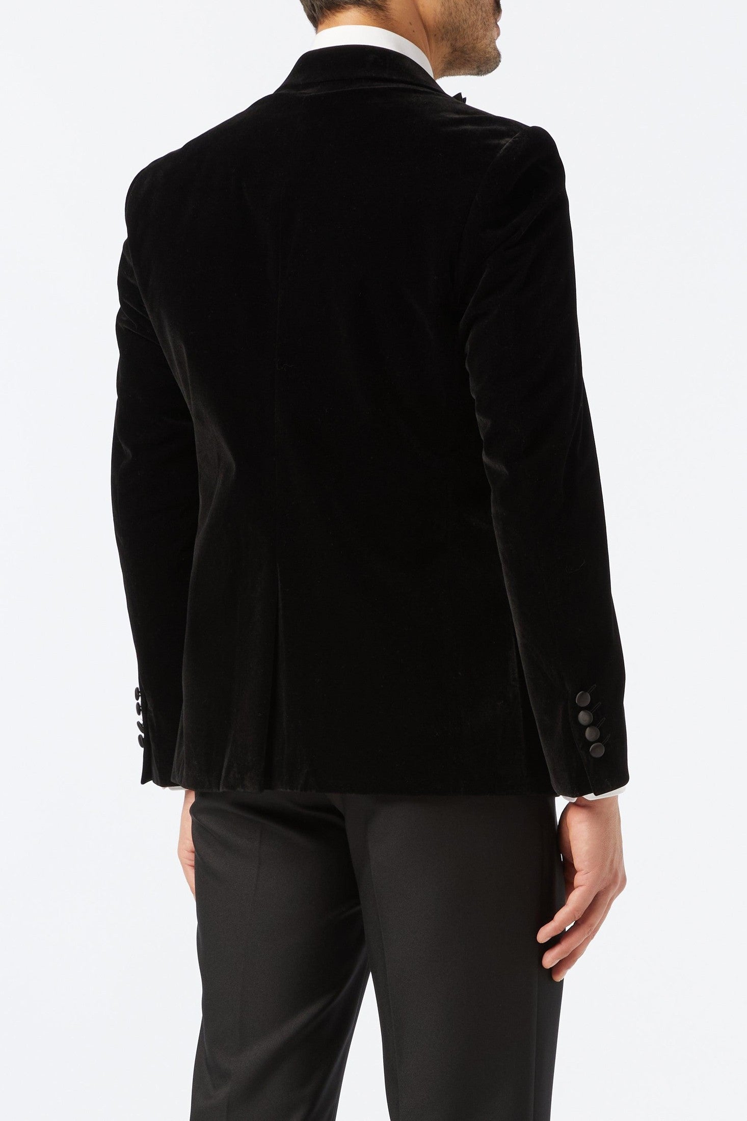 DINNER TIM - Black Soft Velvet Tuxedo Jacket