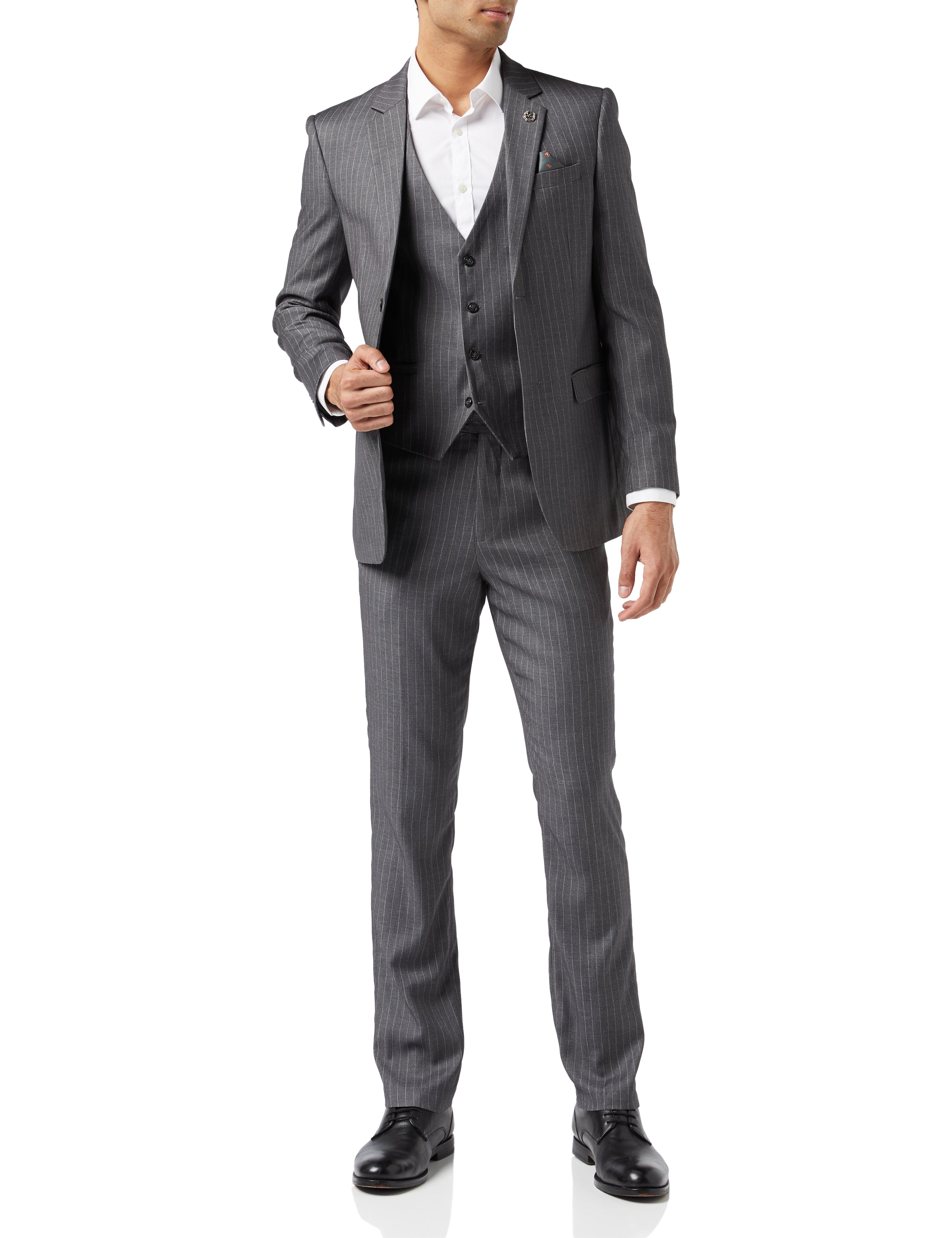 3 Piece Pin Stripe Grey Suit