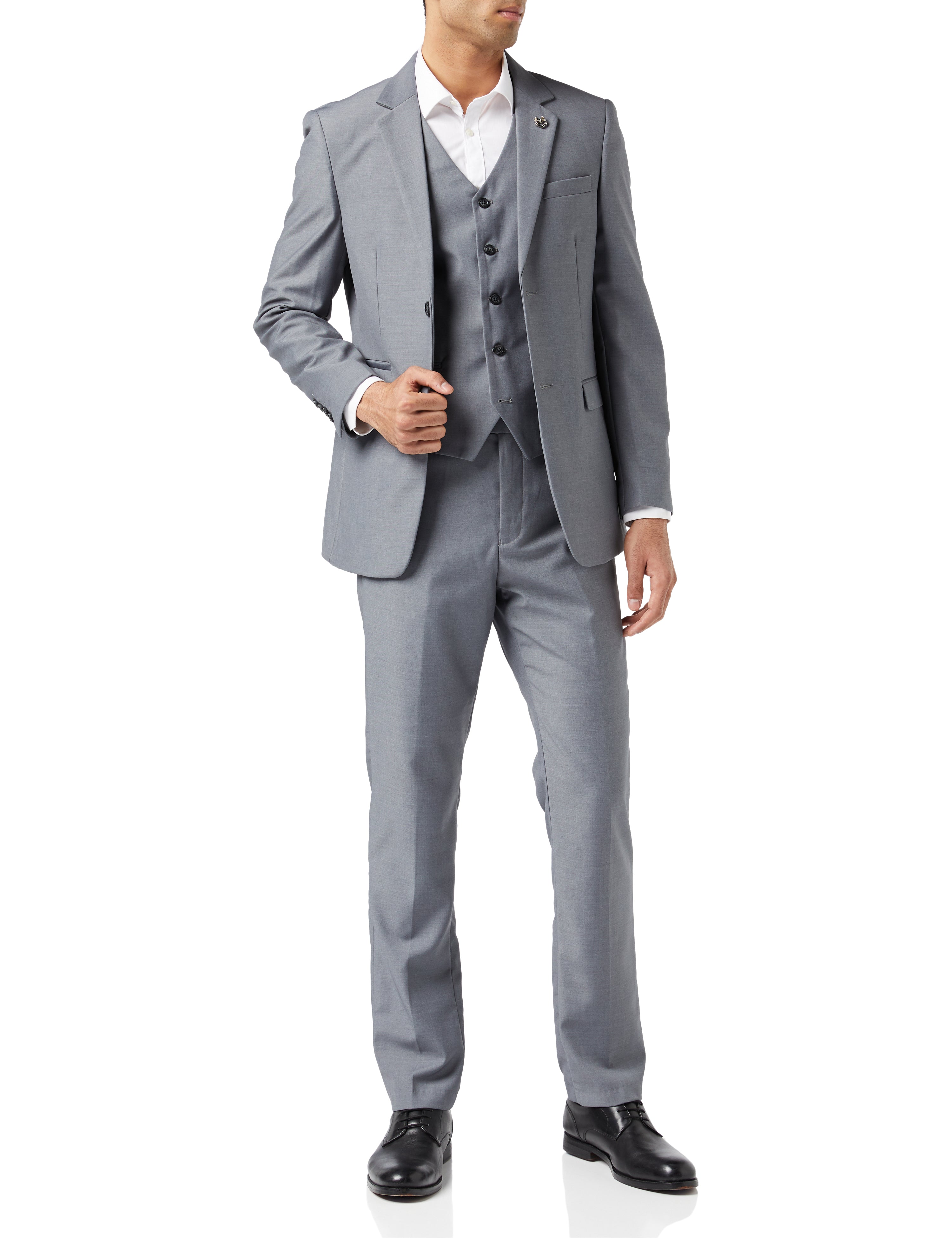 Mens Grey 3 Piece Business Suit Smart Casual Classic Tailored Fit Office