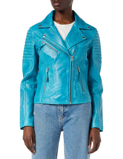Ladies Retro Biker Frozen Blue