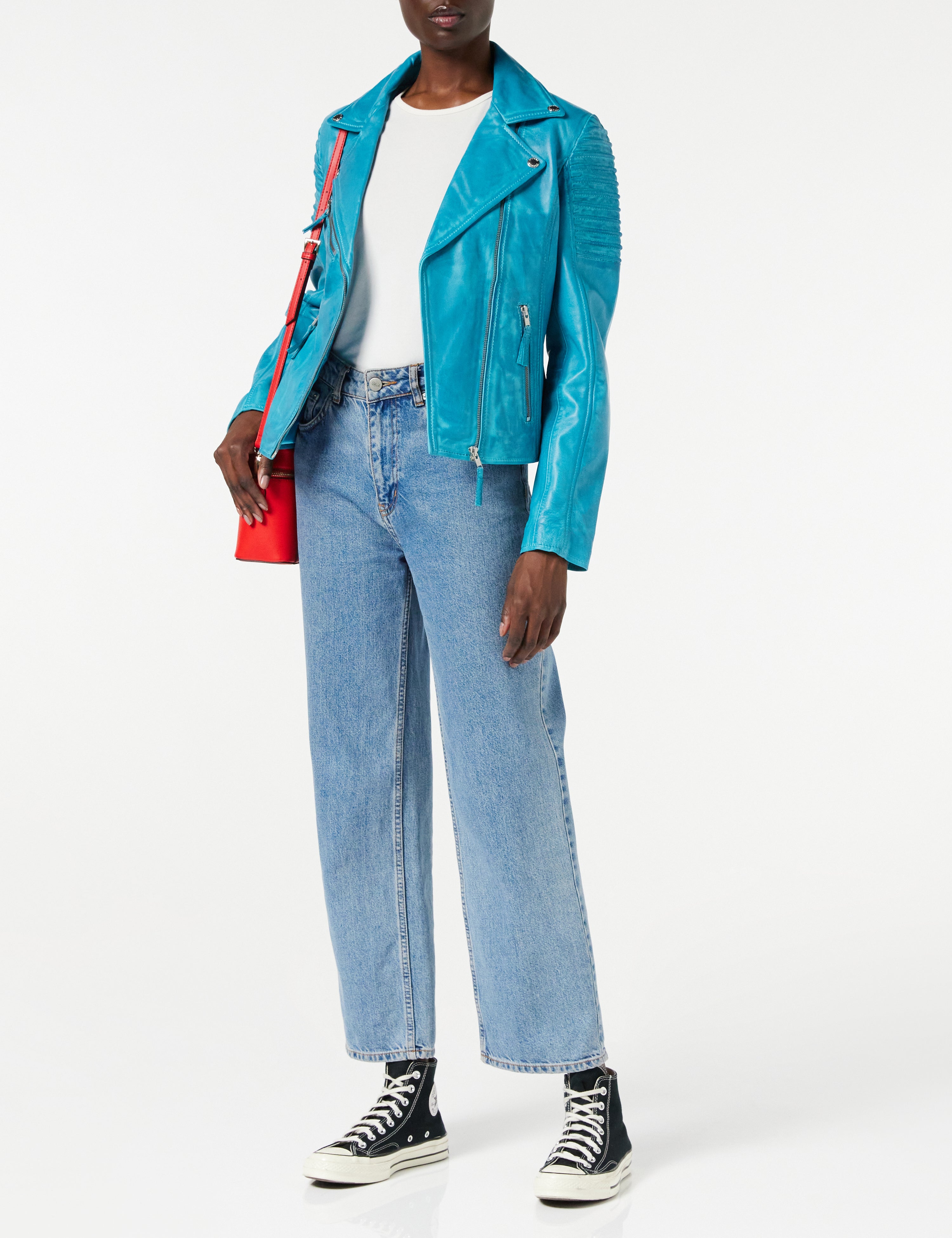 Ladies Retro Biker Frozen Blue