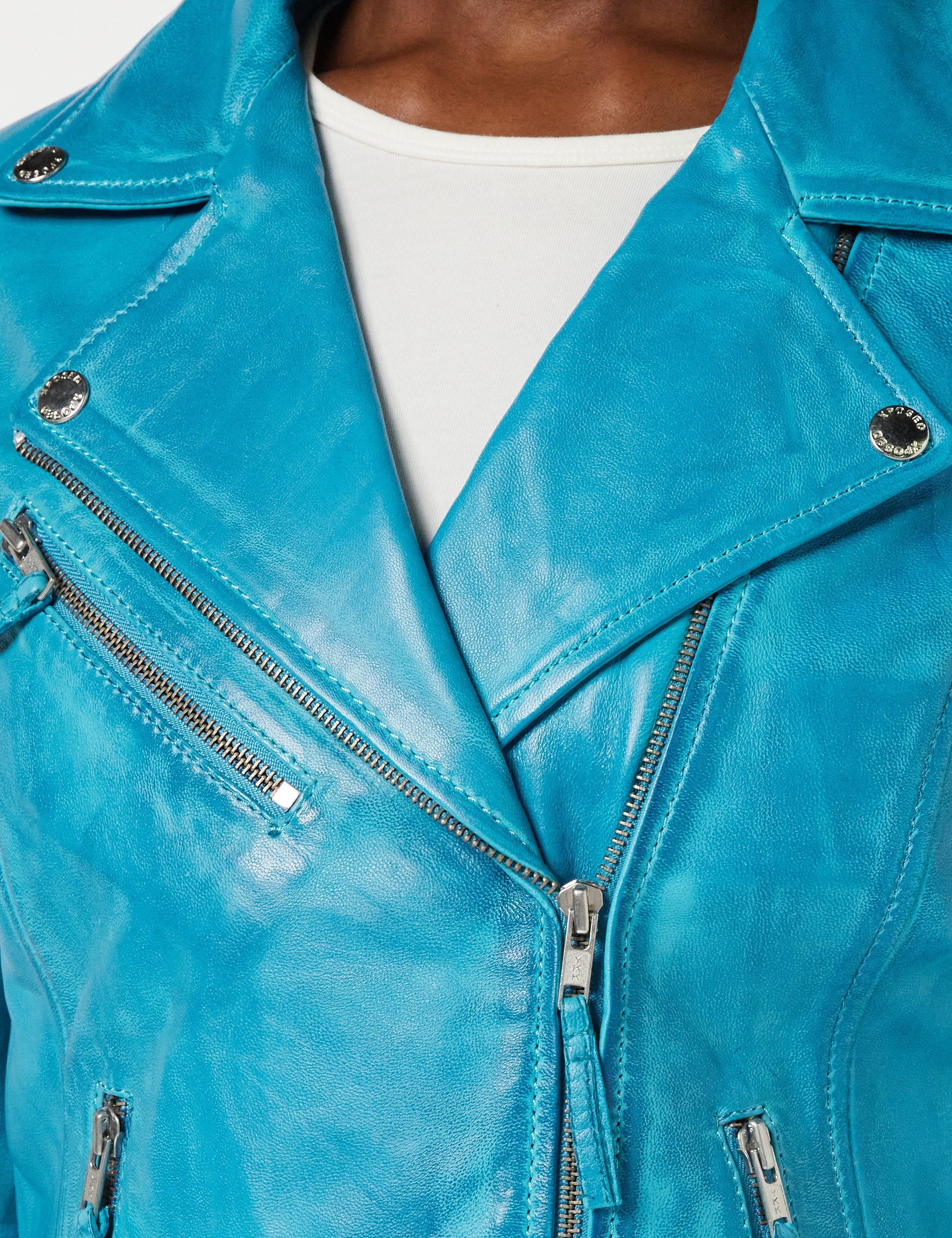 Ladies Retro Biker Frozen Blue