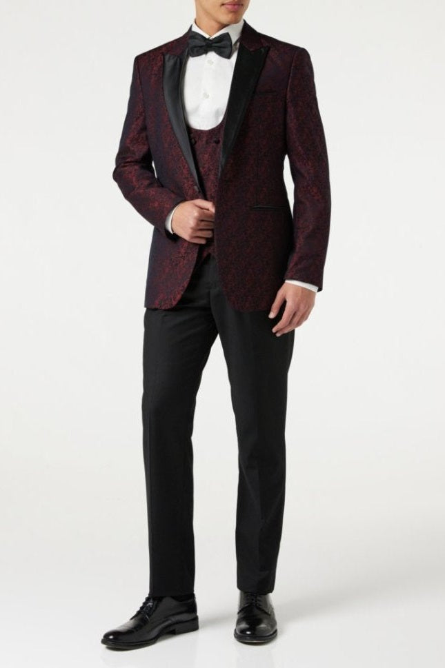 LUCA - MAROON PRINTED DINNER TUX JACKET