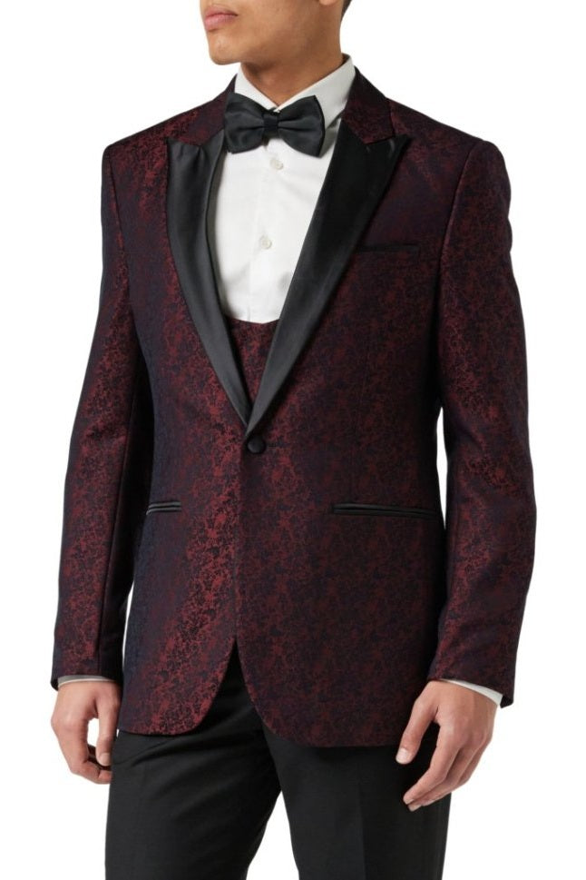 LUCA - MAROON PRINTED DINNER TUX JACKET