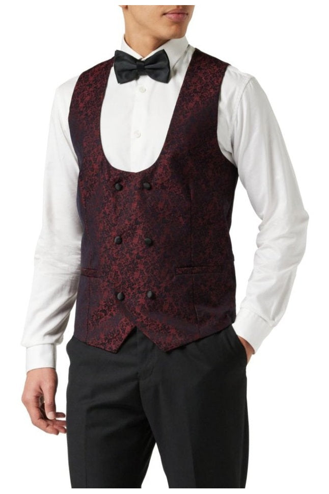 LUCA - MAROON PRINTED DINNER TUX JACKET