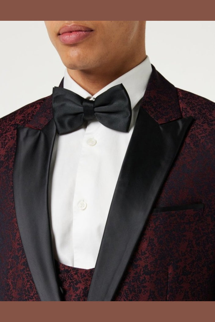 LUCA - MAROON PRINTED DINNER TUX JACKET