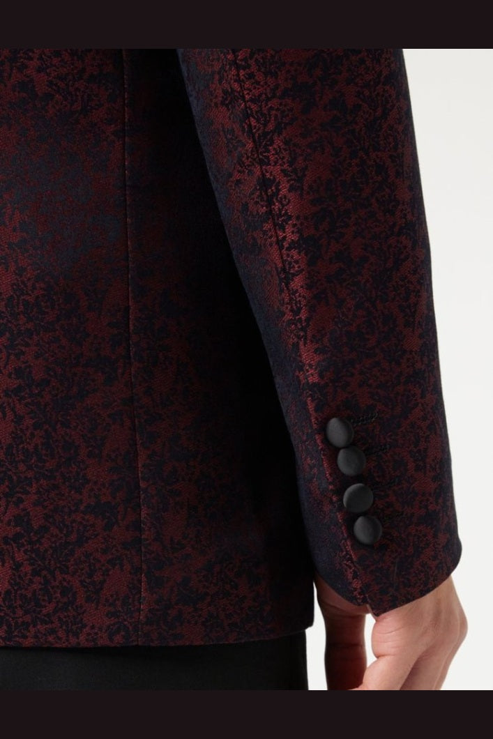 LUCA - MAROON PRINTED DINNER TUX JACKET