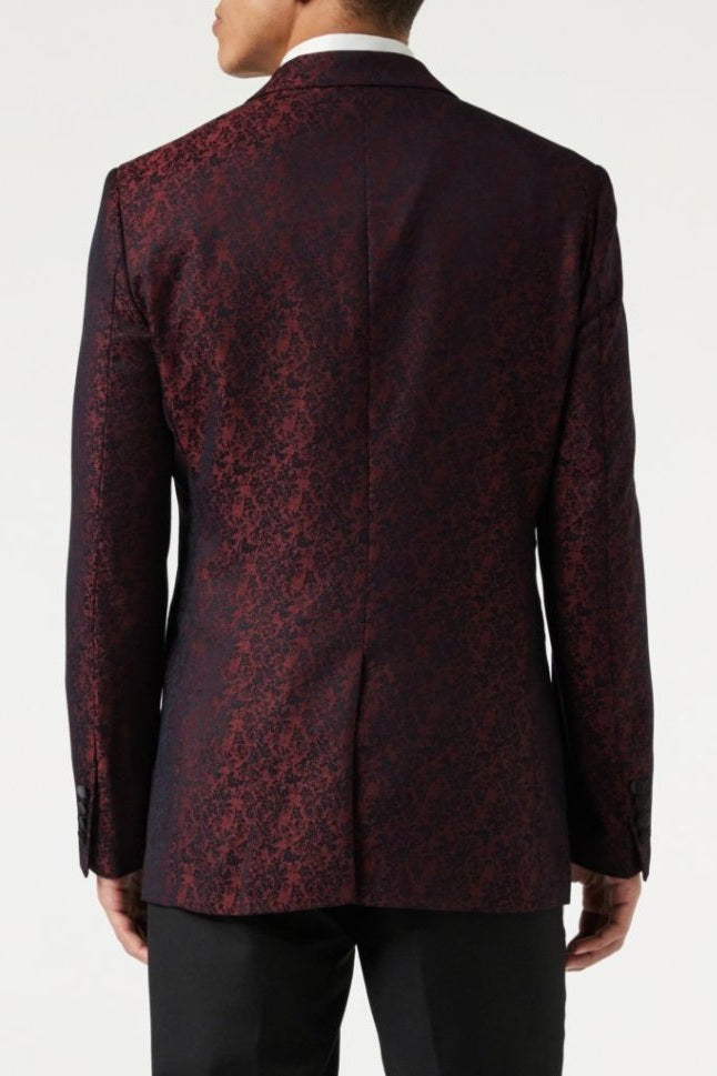 LUCA - MAROON PRINTED DINNER TUX JACKET
