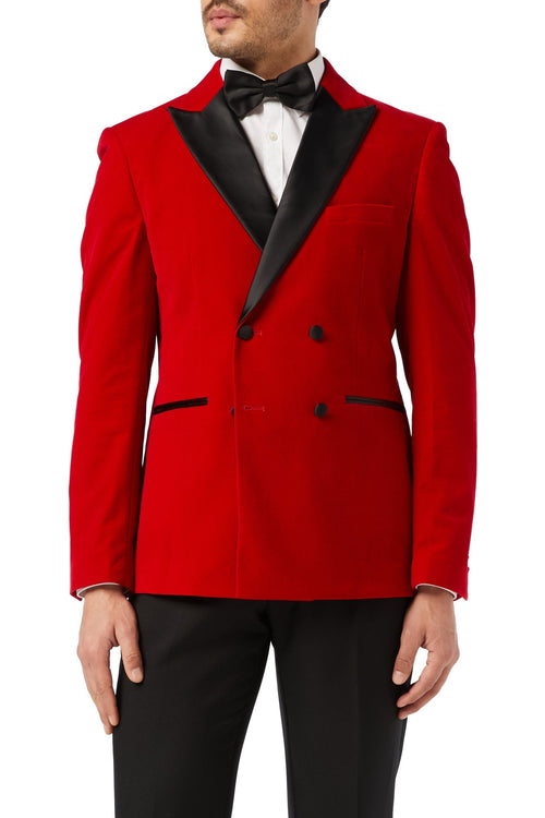 SMITH - Red Soft Velvet Dinner Jacket