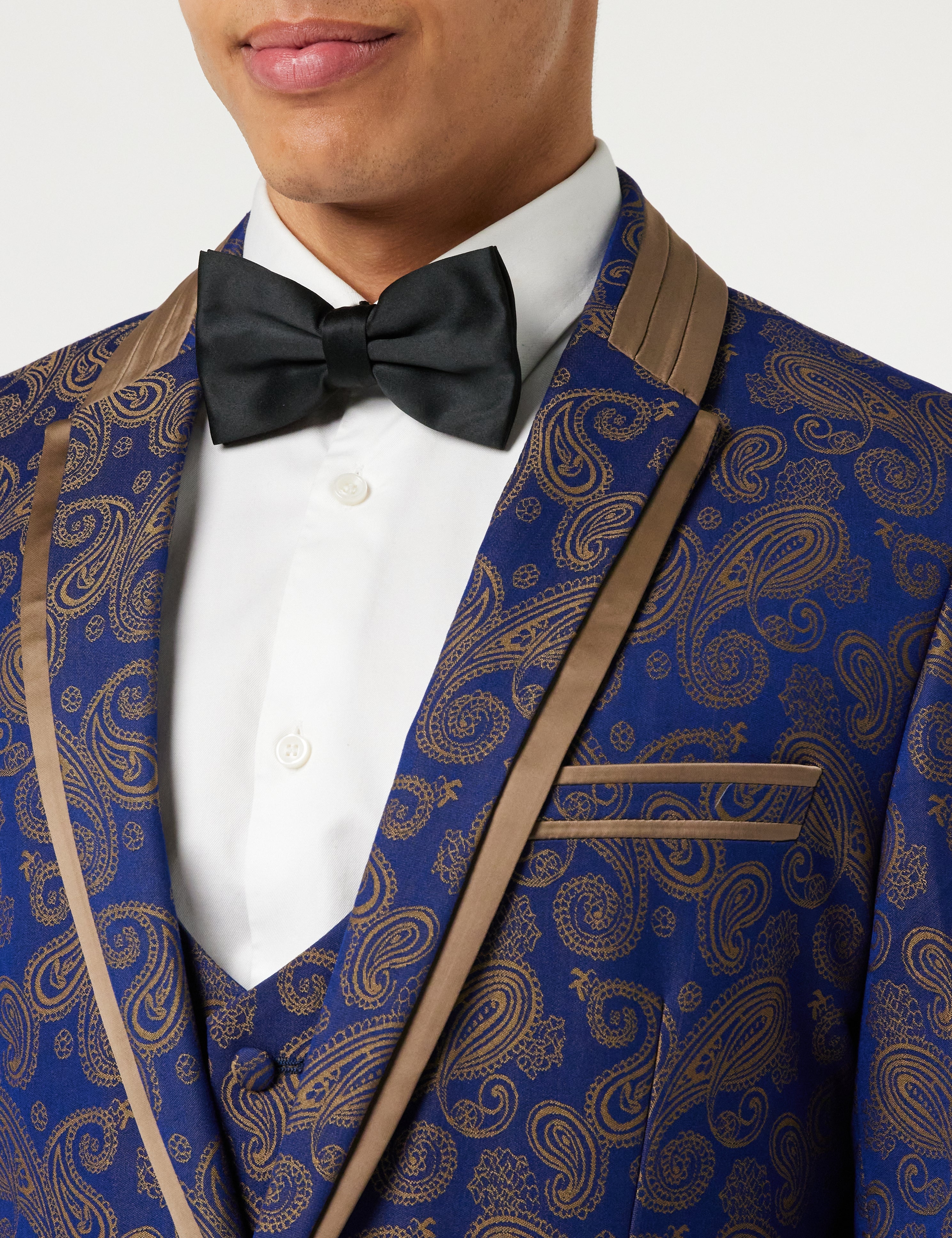 NAVY GOLD BROCADE WEDDING SUIT