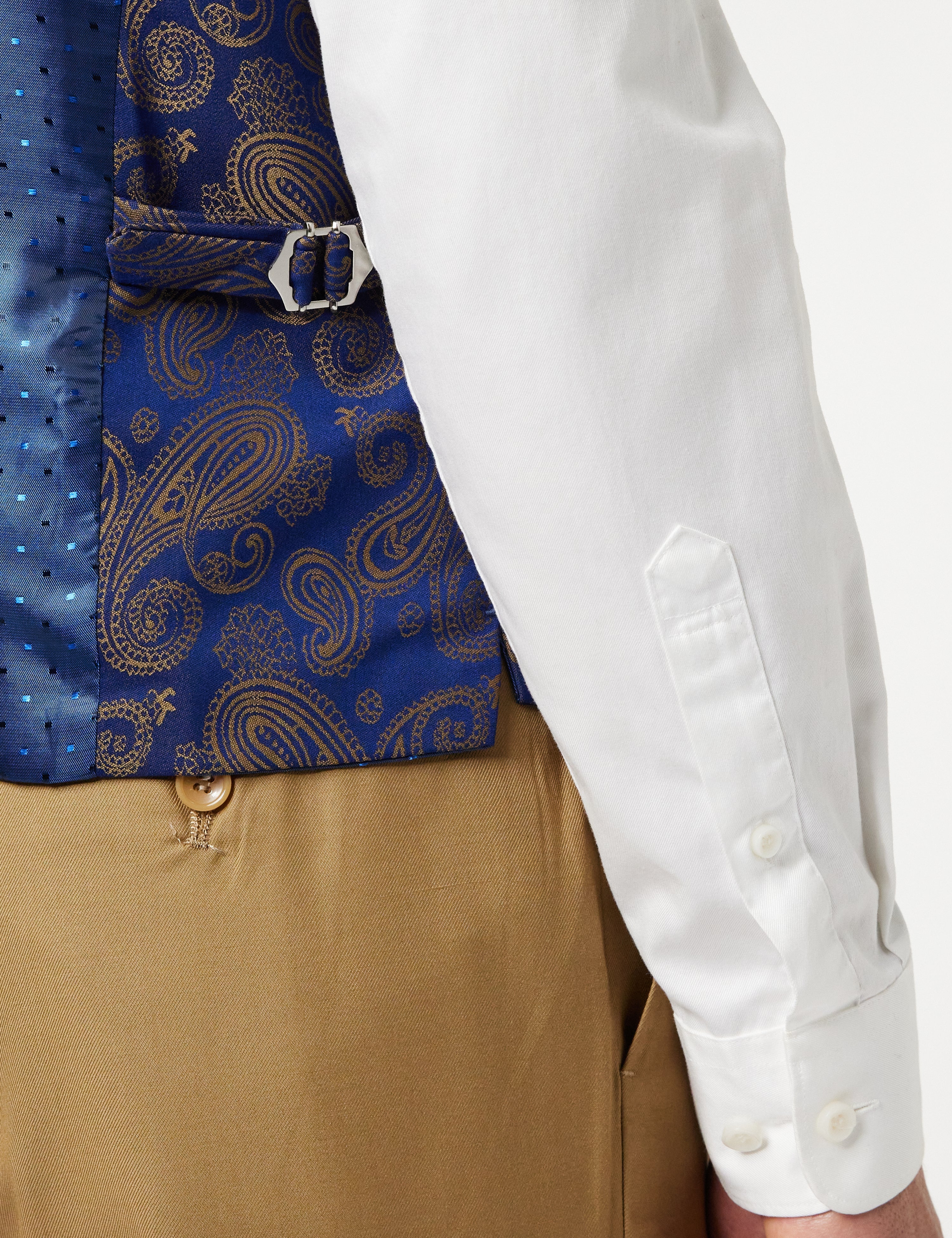 NAVY GOLD BROCADE WEDDING SUIT