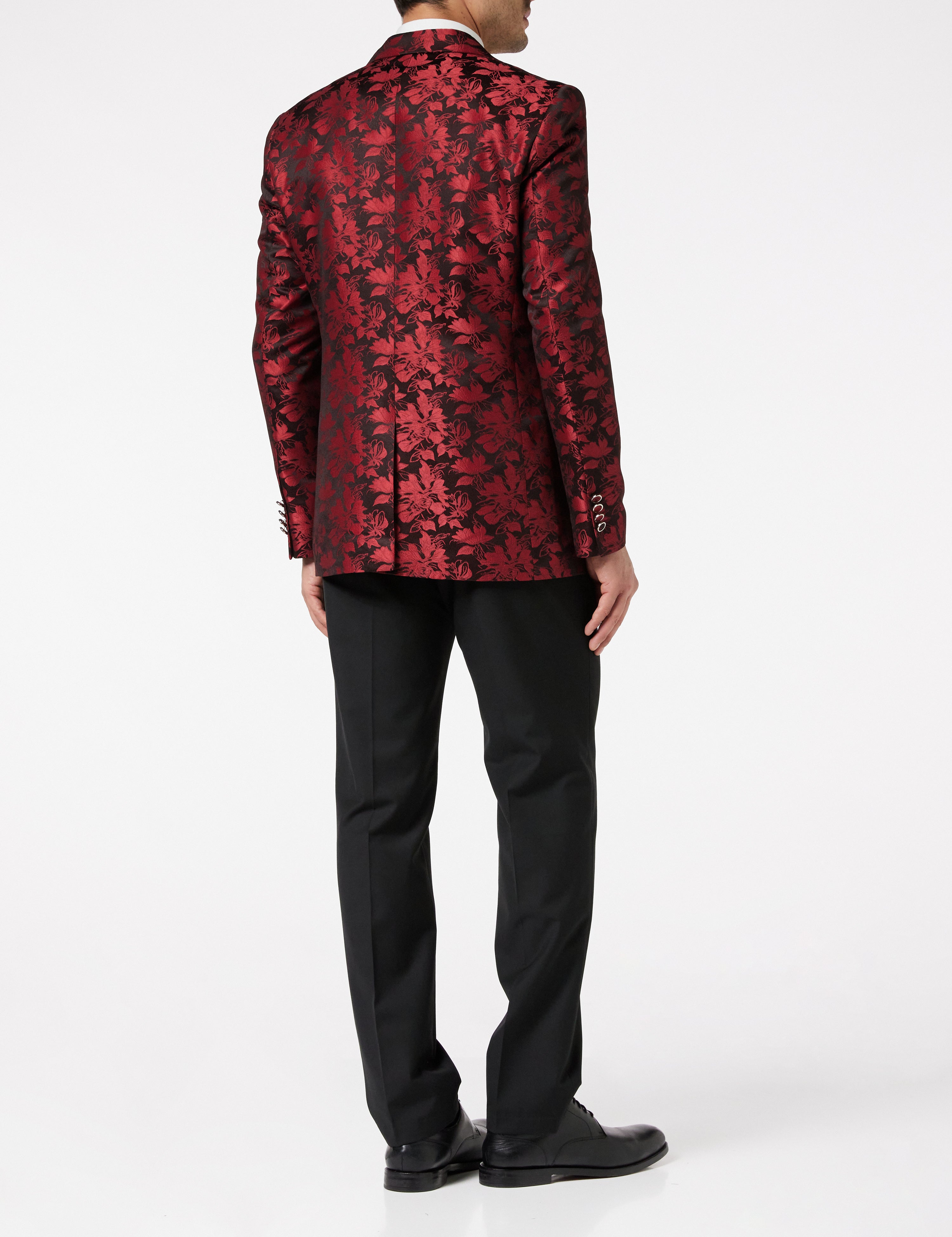 Grooms 3 Piece Wedding Suit -Red Paisley