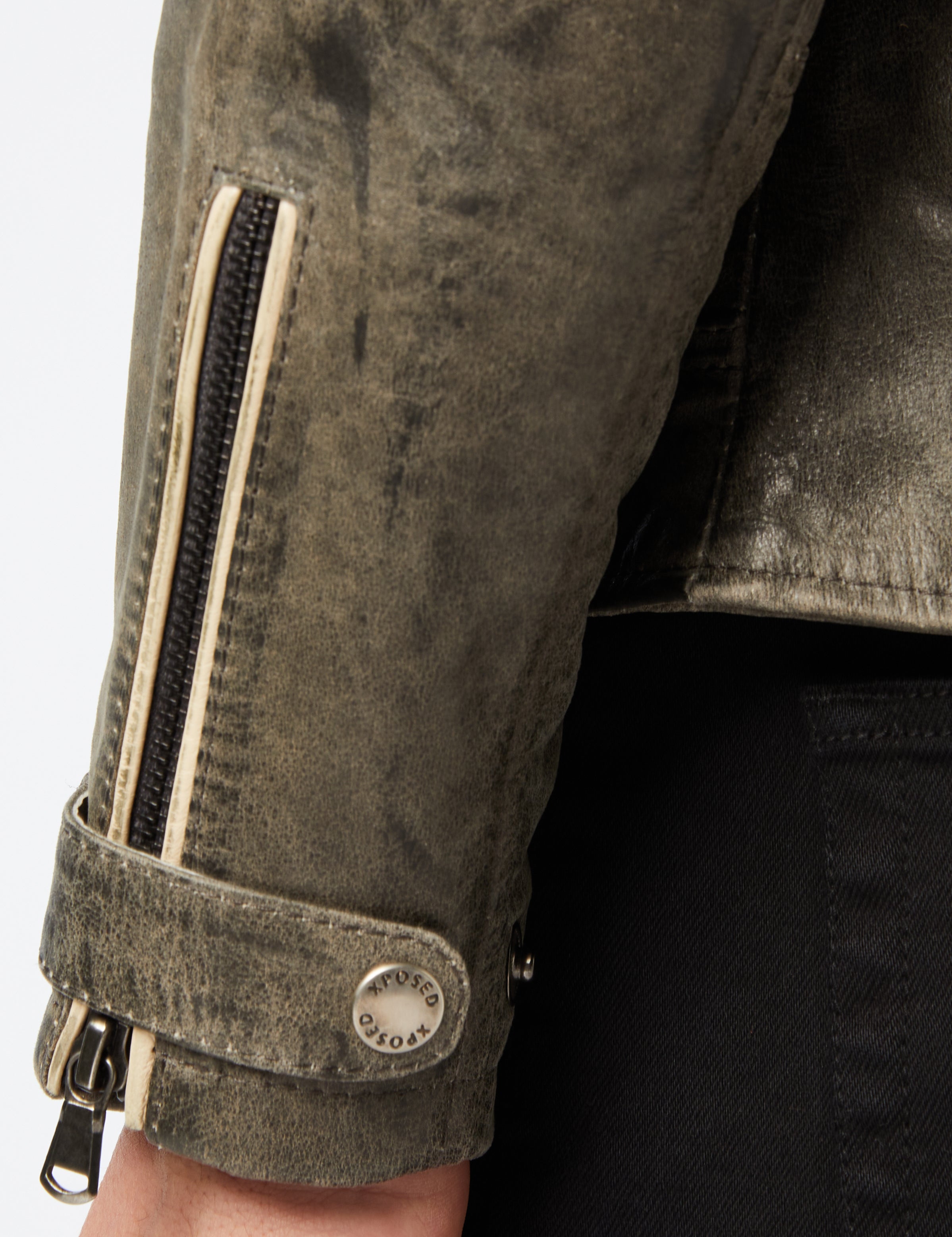 GREY VINTAGE BIKER LEATHER JACKET