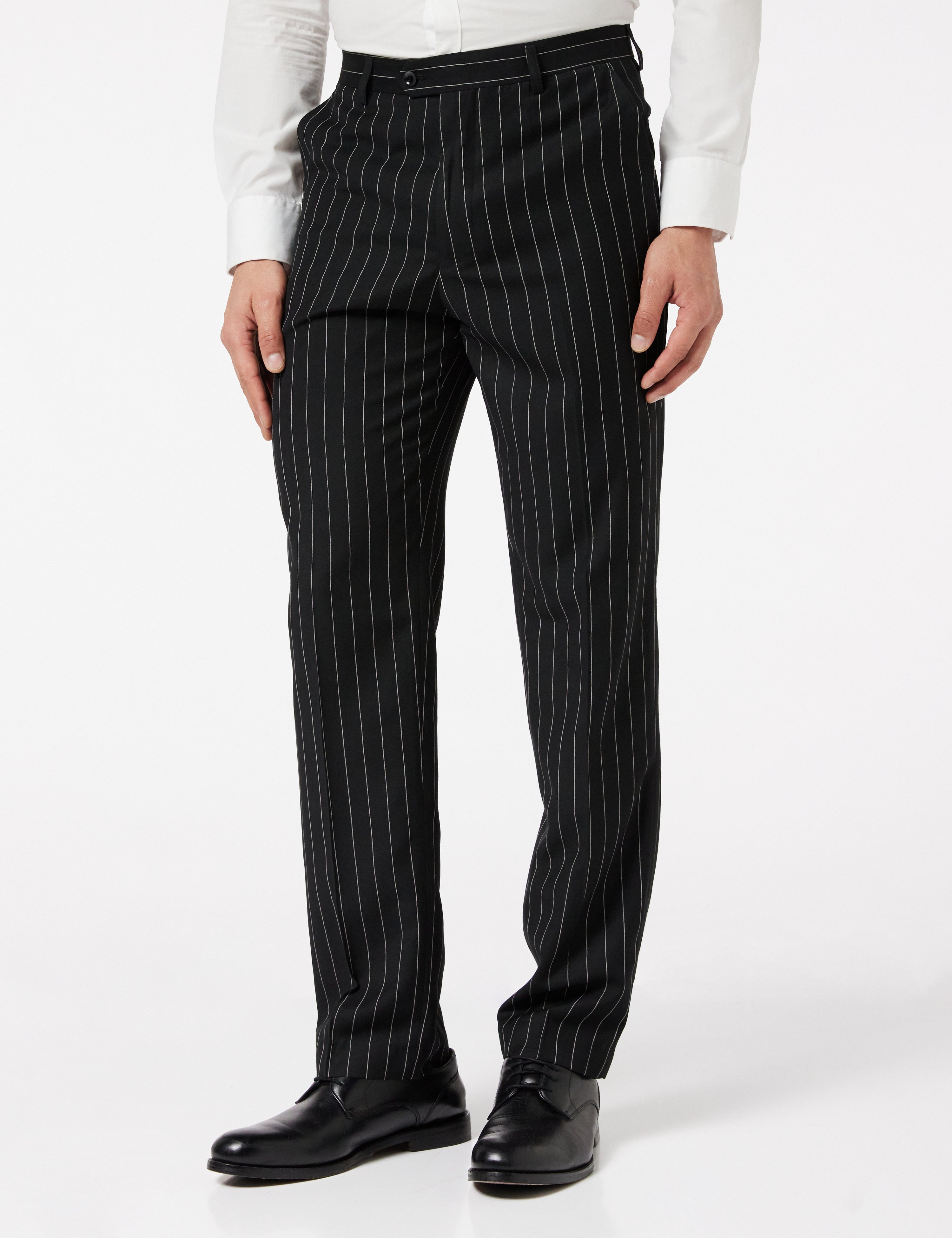 CLASSIC TWEED PINSTRIPE BLACK TROUSER