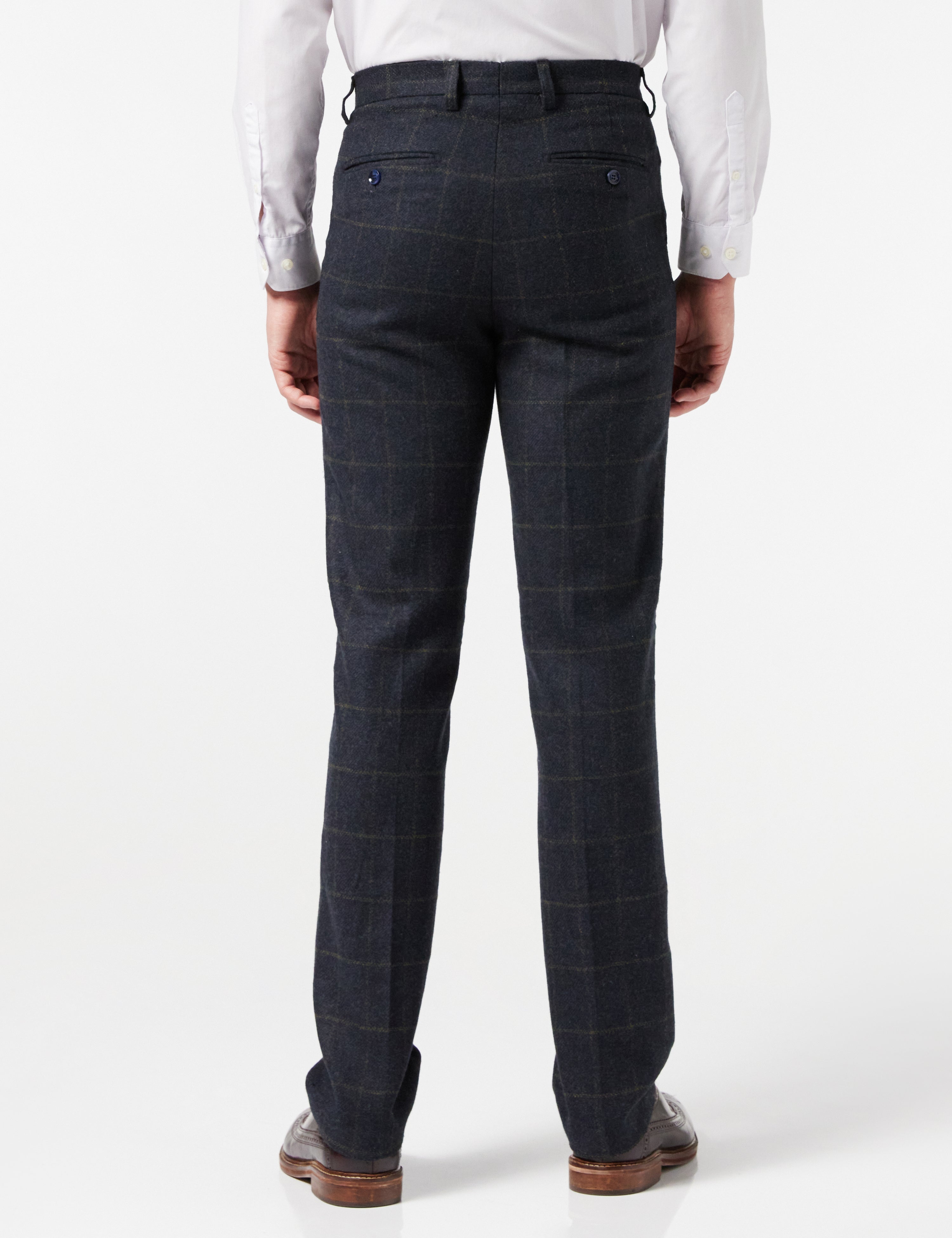 Navy Tweed Check Suit Trouser