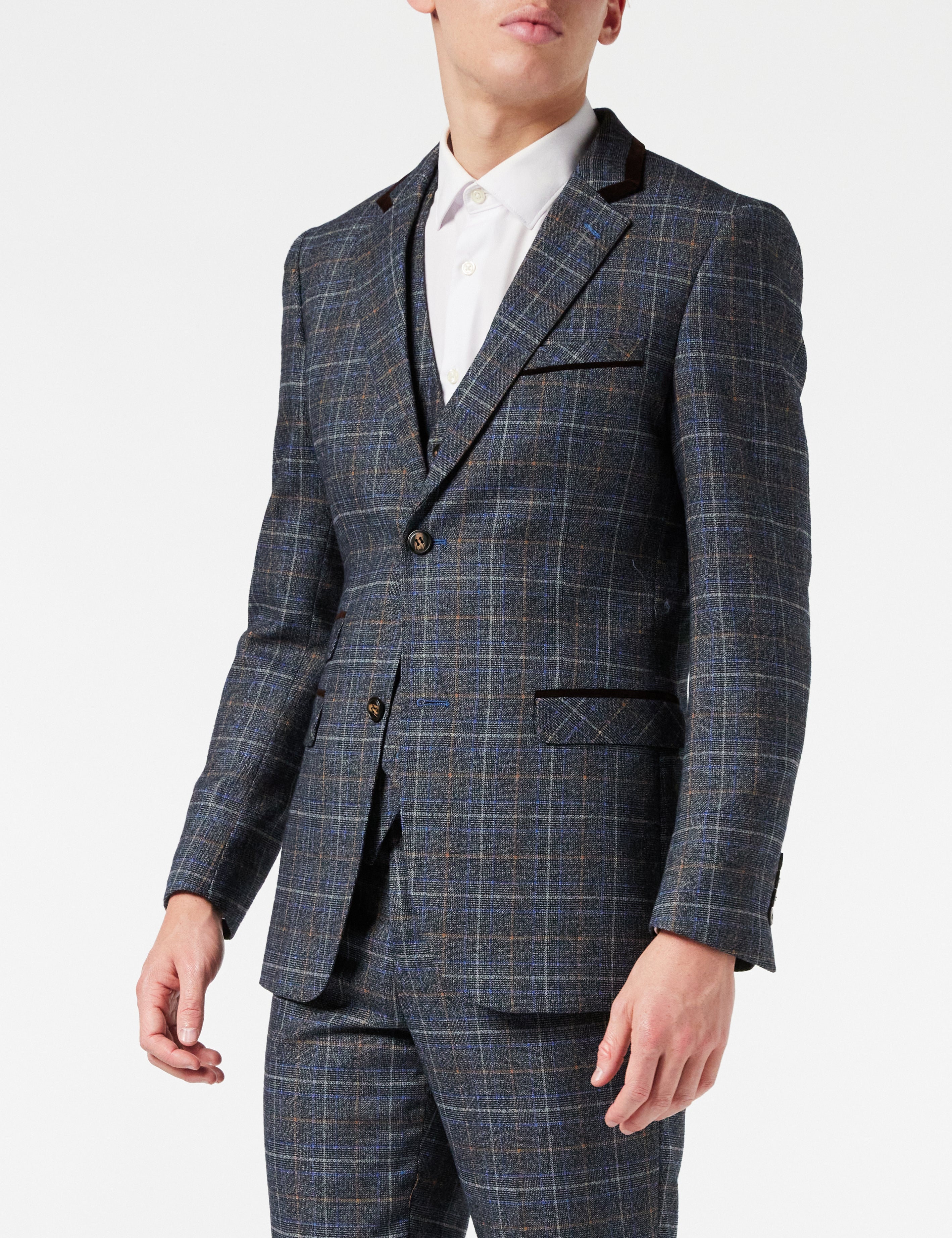 Grey Tweed Check Suit